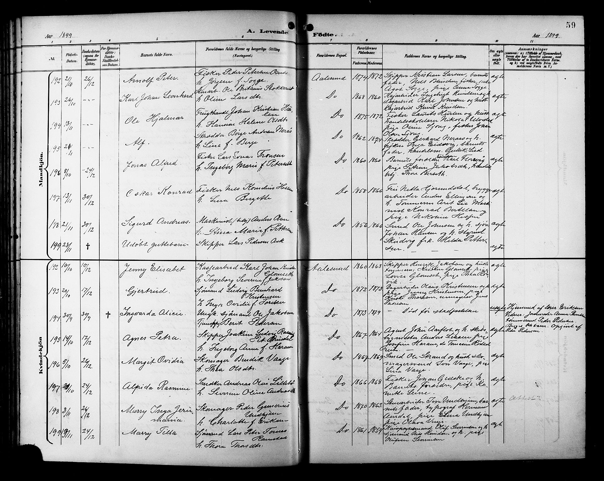 Ministerialprotokoller, klokkerbøker og fødselsregistre - Møre og Romsdal, AV/SAT-A-1454/529/L0468: Klokkerbok nr. 529C05, 1897-1908, s. 59