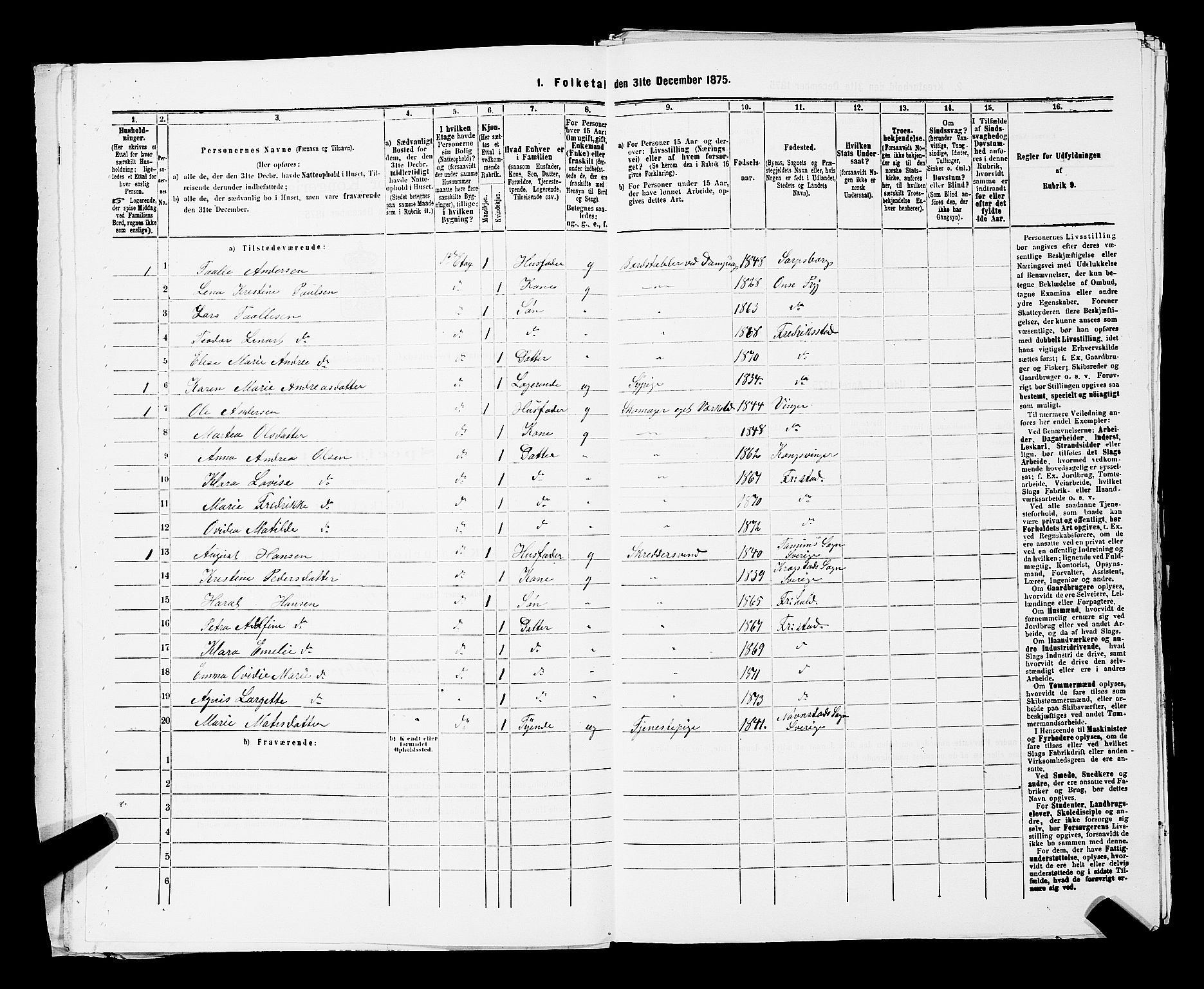 RA, Folketelling 1875 for 0103B Fredrikstad prestegjeld, Fredrikstad kjøpstad, 1875, s. 339