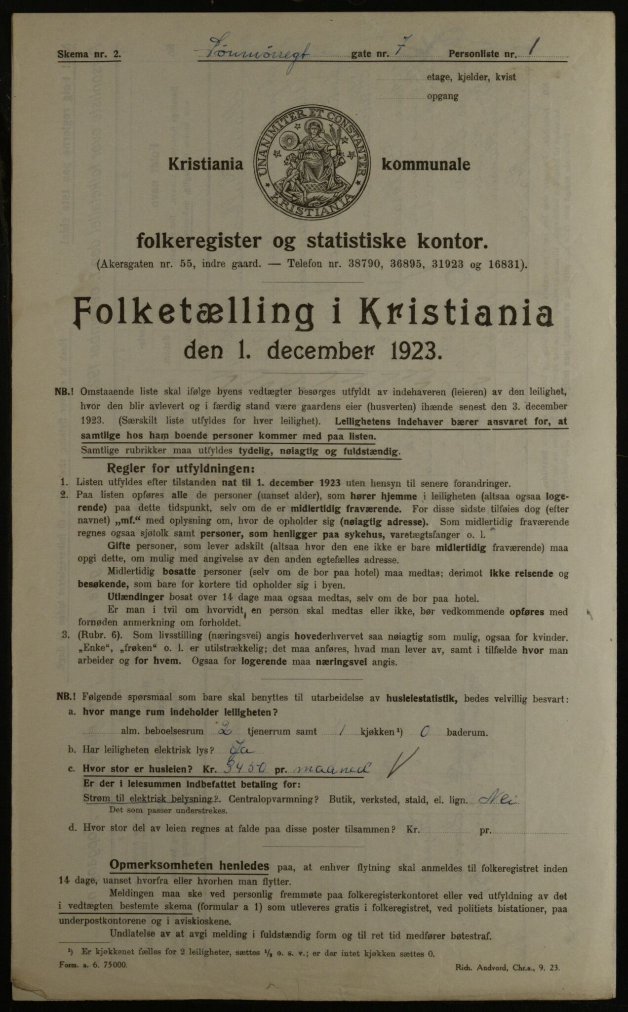 OBA, Kommunal folketelling 1.12.1923 for Kristiania, 1923, s. 116136