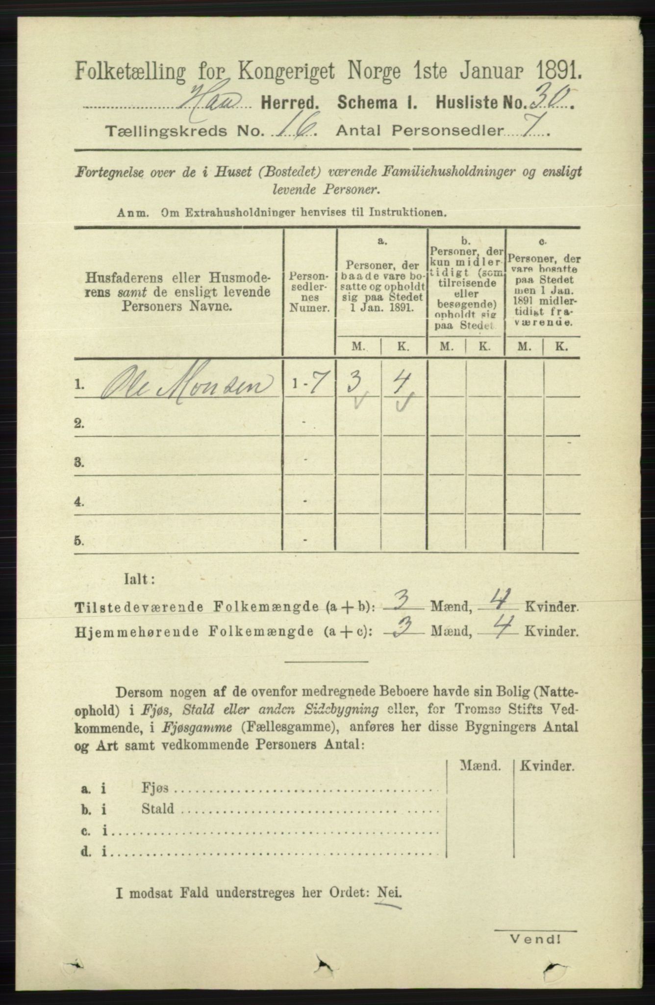 RA, Folketelling 1891 for 1119 Hå herred, 1891, s. 4019