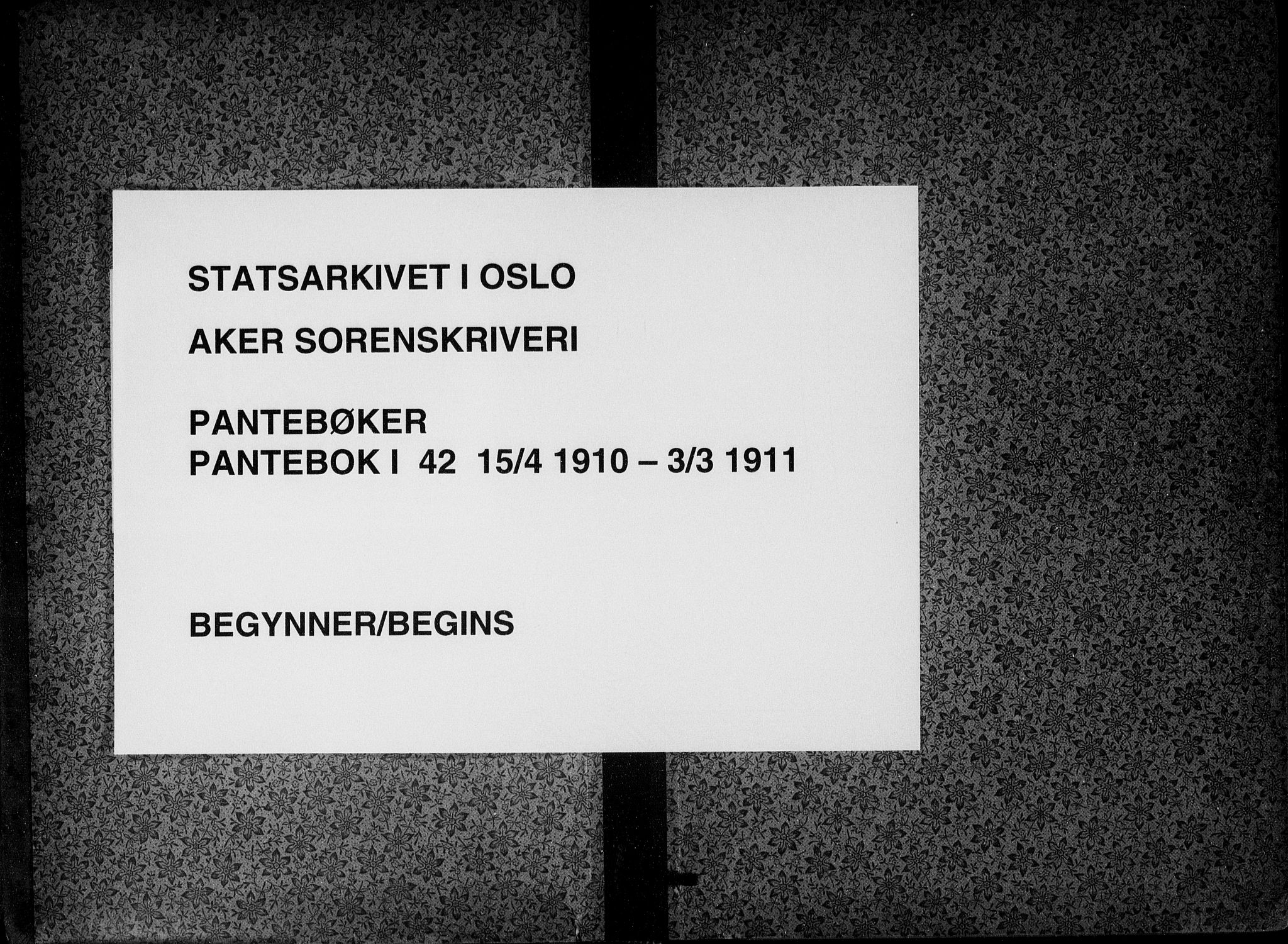 Aker sorenskriveri, SAO/A-10895/G/Gb/Gba/L0042: Pantebok nr. I 42, 1910-1911