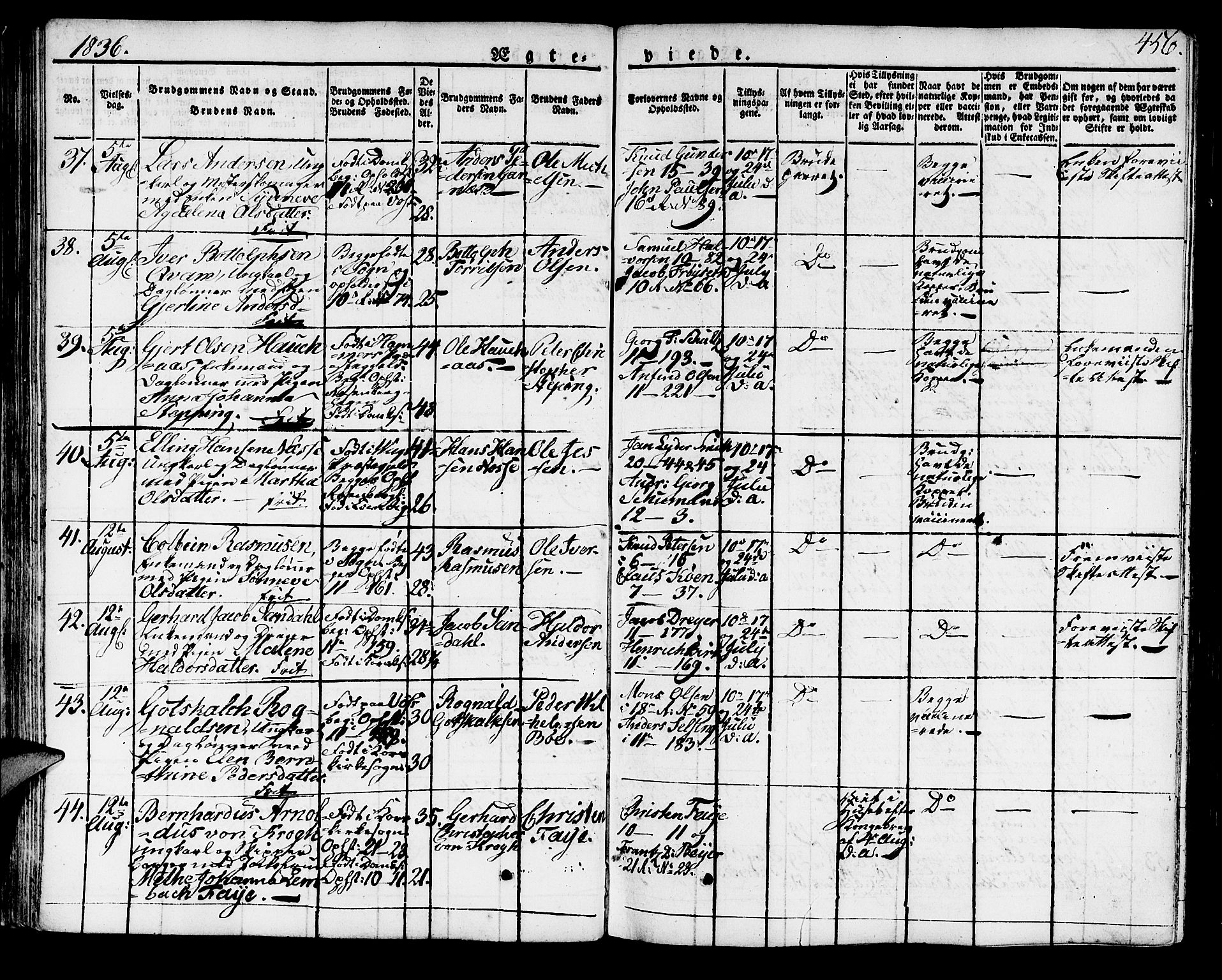 Domkirken sokneprestembete, AV/SAB-A-74801/H/Haa/L0012: Ministerialbok nr. A 12, 1821-1840, s. 456