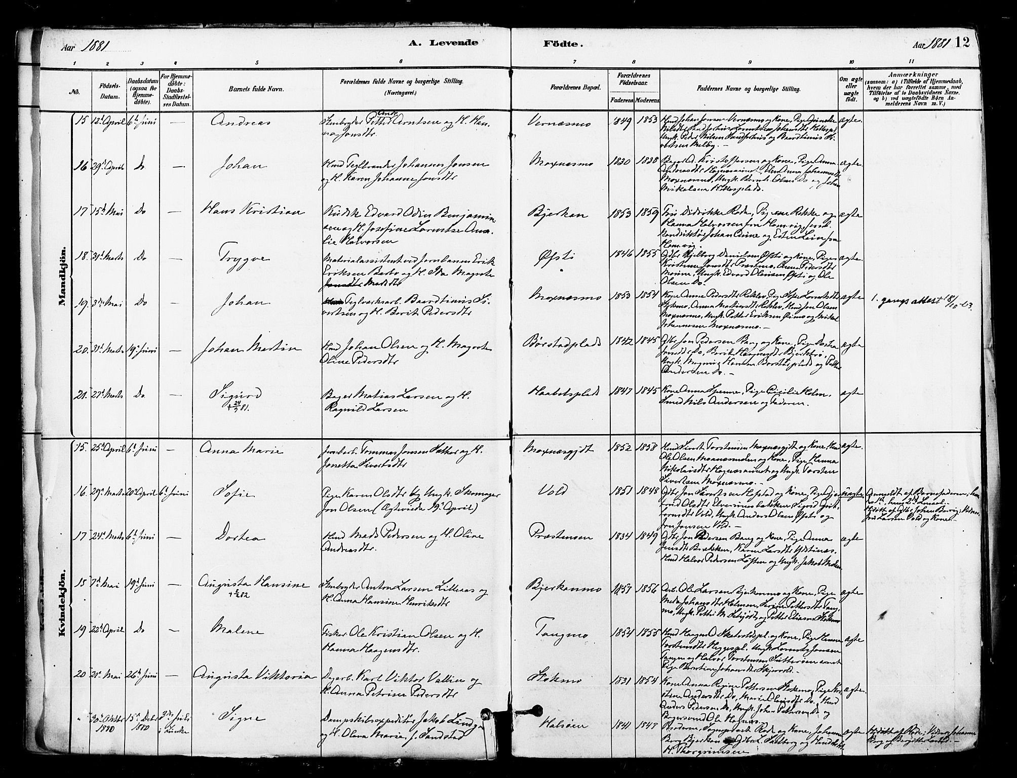 Ministerialprotokoller, klokkerbøker og fødselsregistre - Nord-Trøndelag, SAT/A-1458/709/L0077: Ministerialbok nr. 709A17, 1880-1895, s. 12