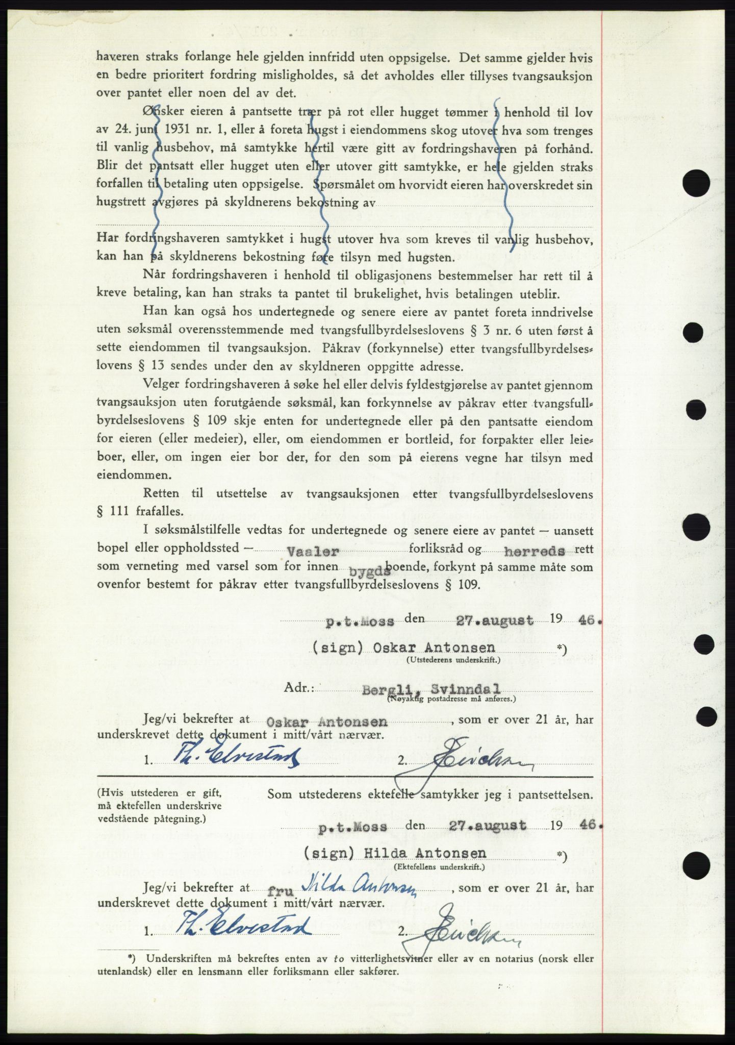 Moss sorenskriveri, AV/SAO-A-10168: Pantebok nr. B15, 1946-1946, Dagboknr: 2017/1946