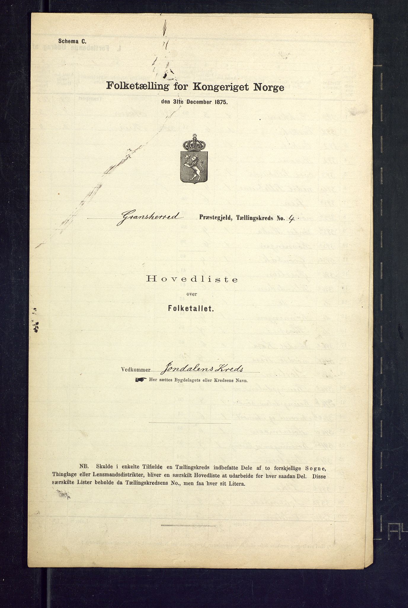 SAKO, Folketelling 1875 for 0824P Gransherad prestegjeld, 1875, s. 17