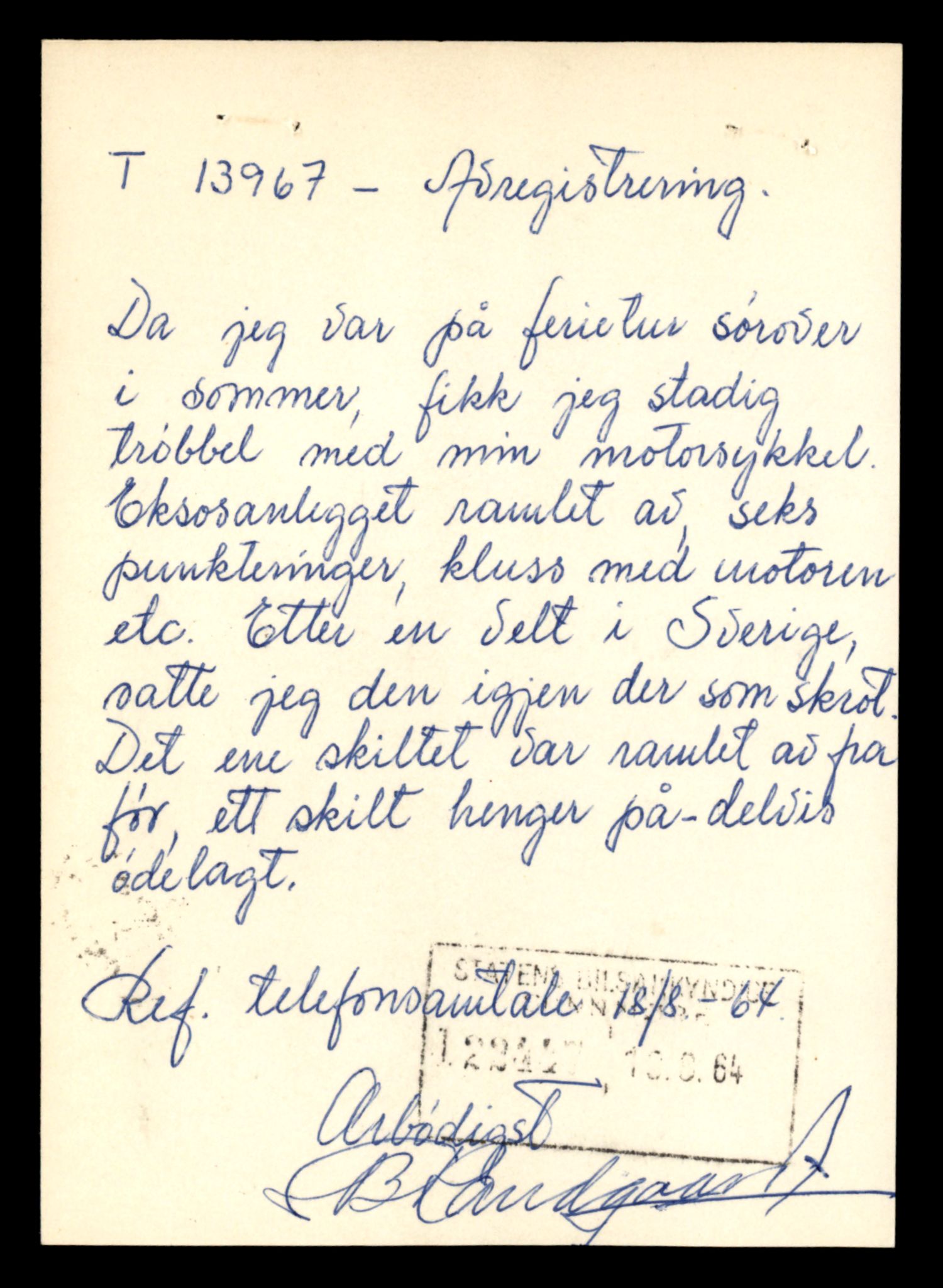 Møre og Romsdal vegkontor - Ålesund trafikkstasjon, AV/SAT-A-4099/F/Fe/L0042: Registreringskort for kjøretøy T 13906 - T 14079, 1927-1998, s. 972