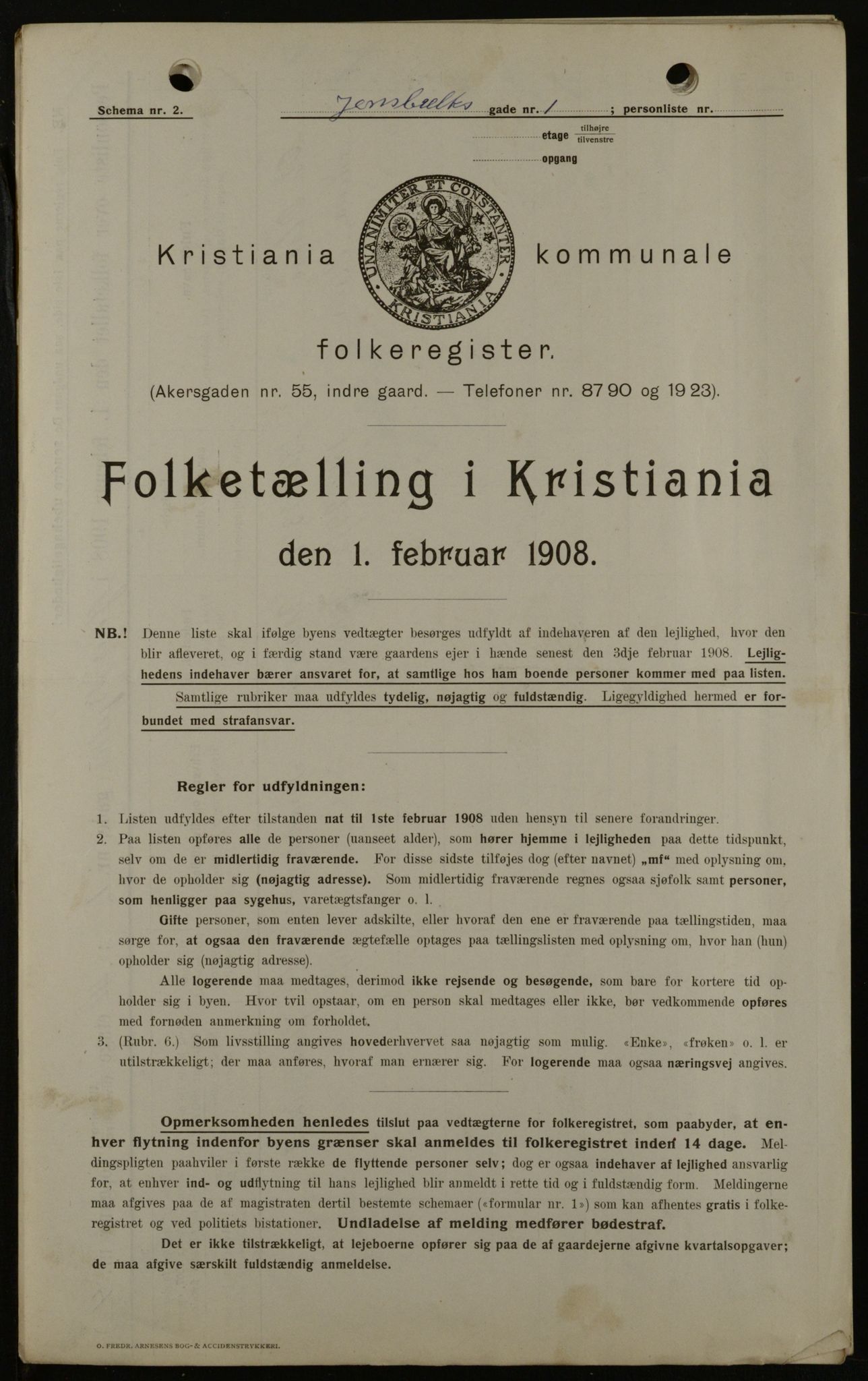 OBA, Kommunal folketelling 1.2.1908 for Kristiania kjøpstad, 1908, s. 40643