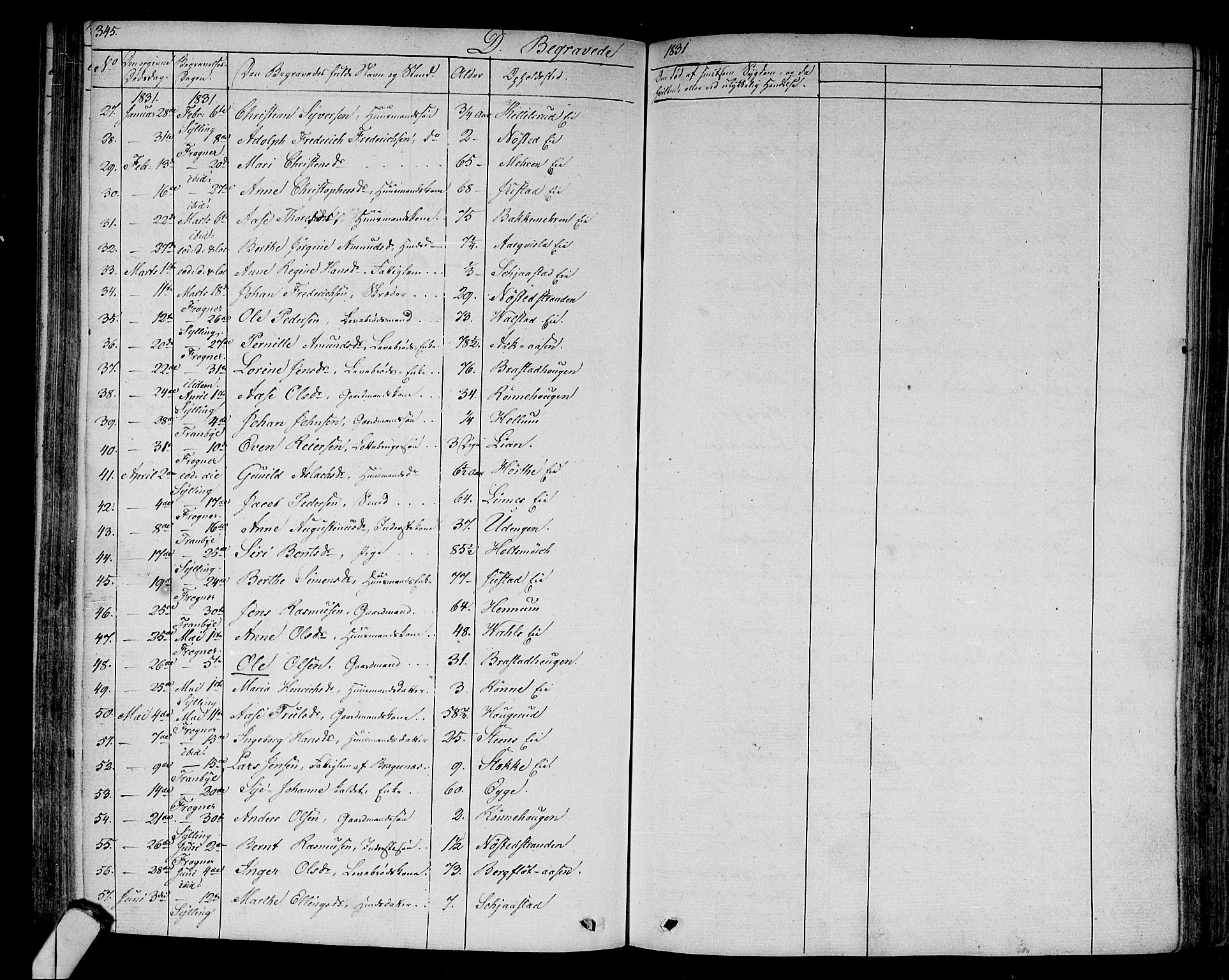 Lier kirkebøker, AV/SAKO-A-230/F/Fa/L0010: Ministerialbok nr. I 10, 1827-1843, s. 345