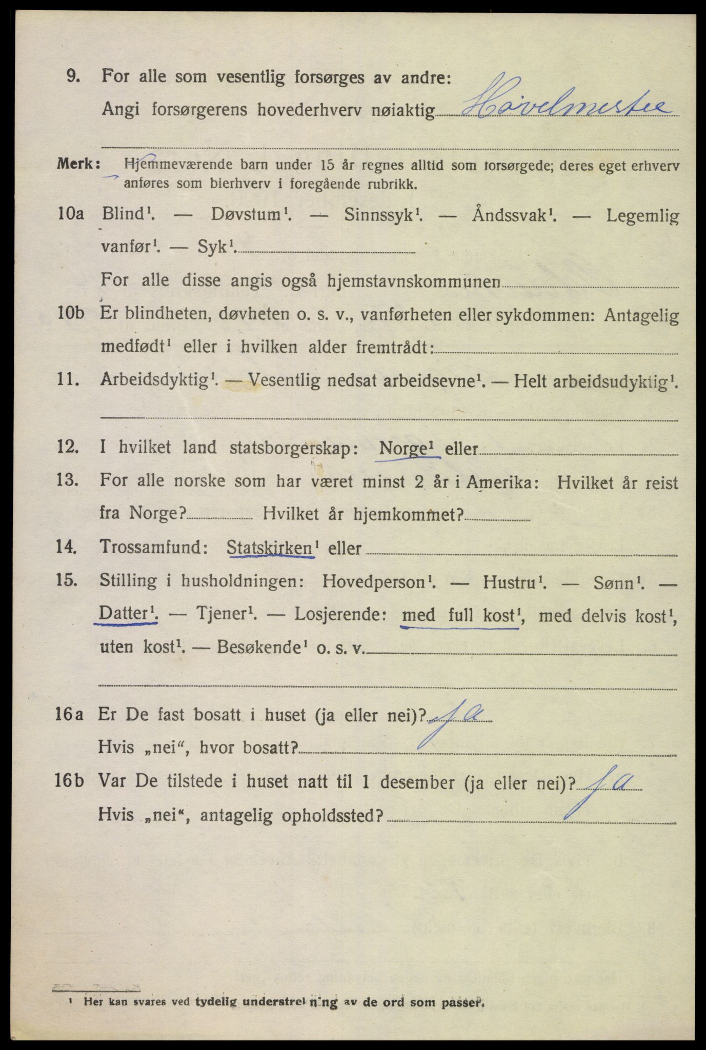 SAK, Folketelling 1920 for 1012 Oddernes herred, 1920, s. 9628