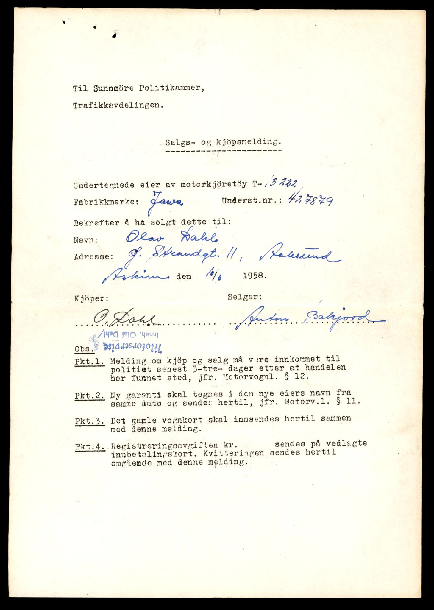 Møre og Romsdal vegkontor - Ålesund trafikkstasjon, AV/SAT-A-4099/F/Fe/L0038: Registreringskort for kjøretøy T 13180 - T 13360, 1927-1998, s. 713
