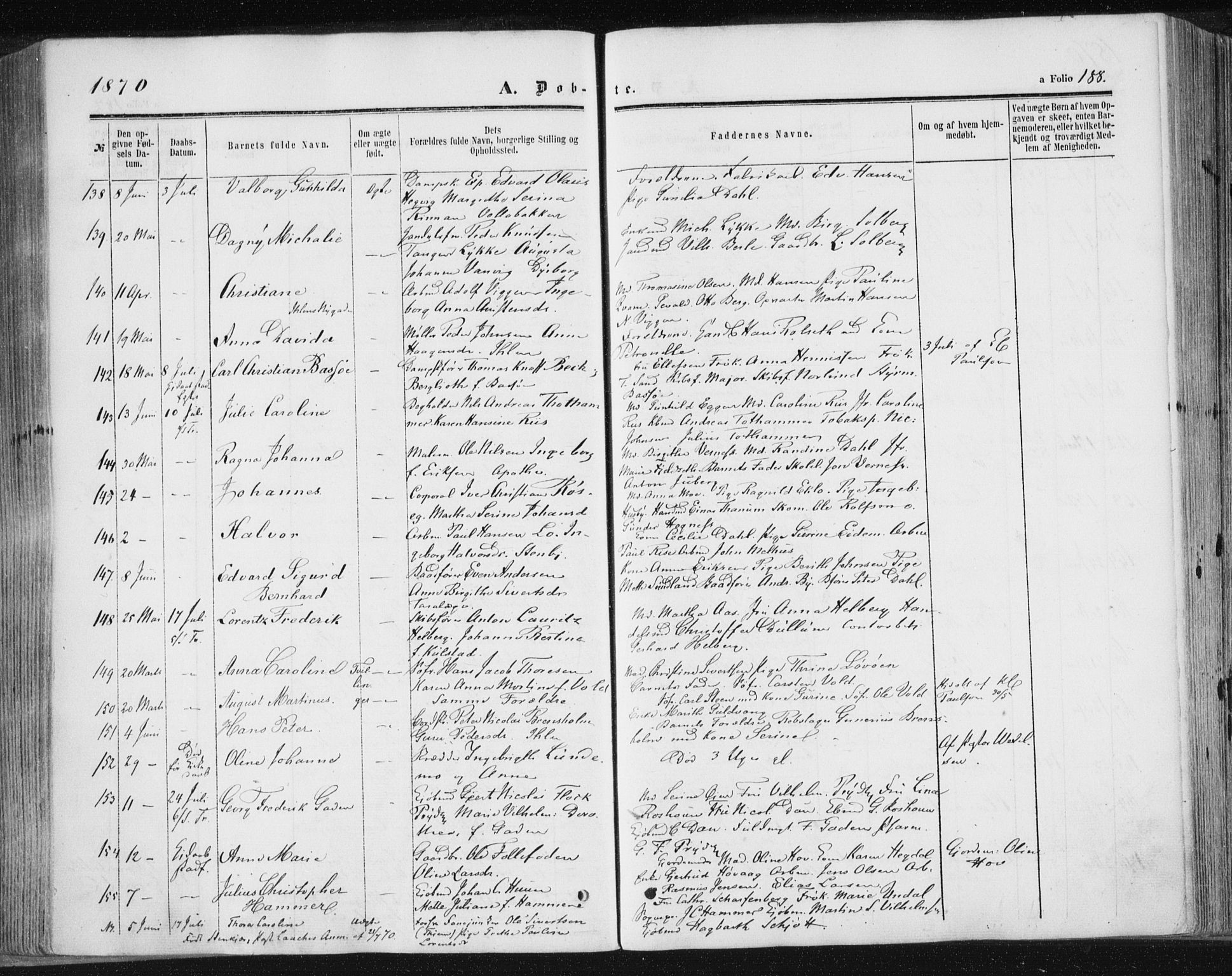 Ministerialprotokoller, klokkerbøker og fødselsregistre - Sør-Trøndelag, SAT/A-1456/602/L0115: Ministerialbok nr. 602A13, 1860-1872, s. 188