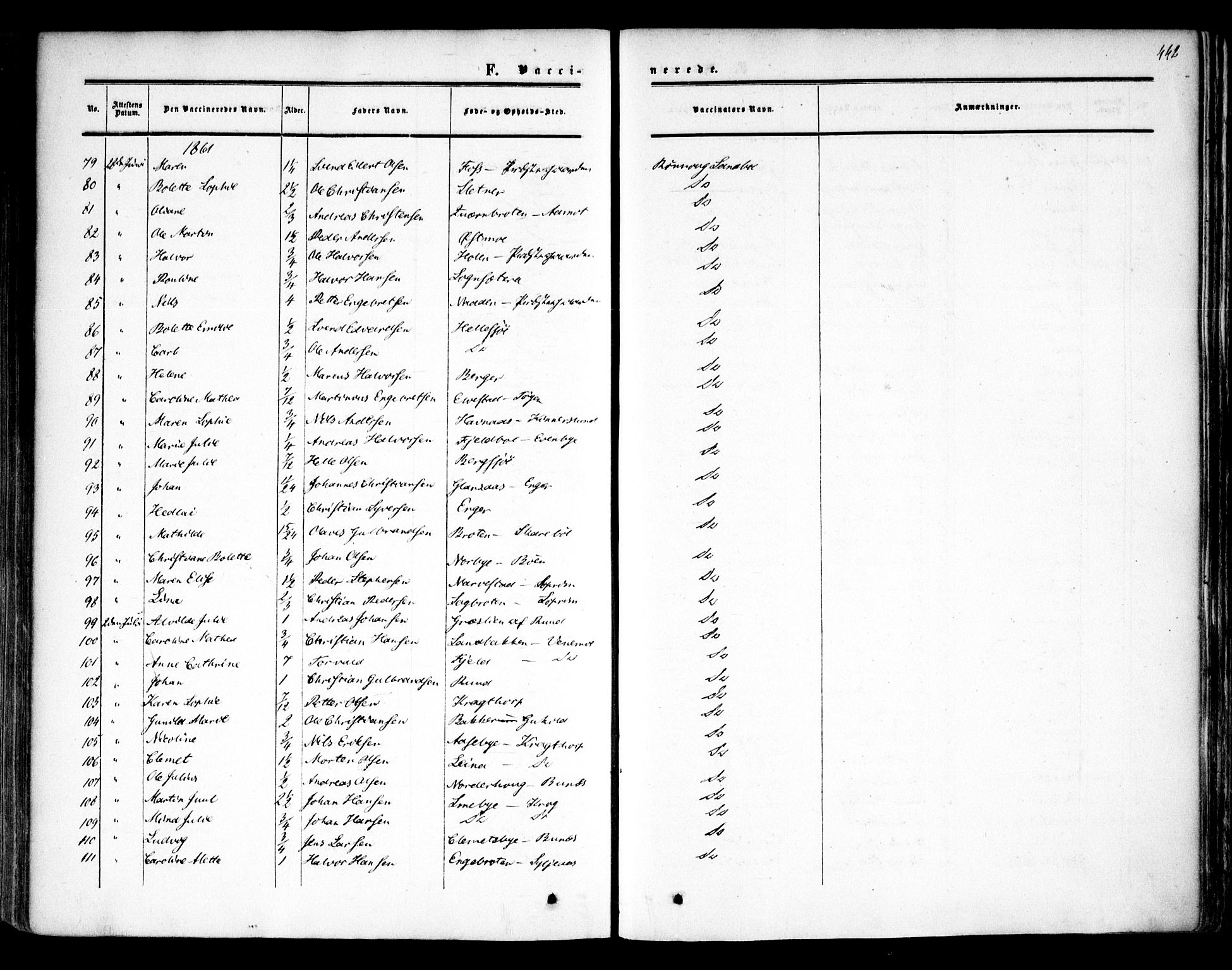Høland prestekontor Kirkebøker, AV/SAO-A-10346a/F/Fa/L0010: Ministerialbok nr. I 10, 1854-1861, s. 442