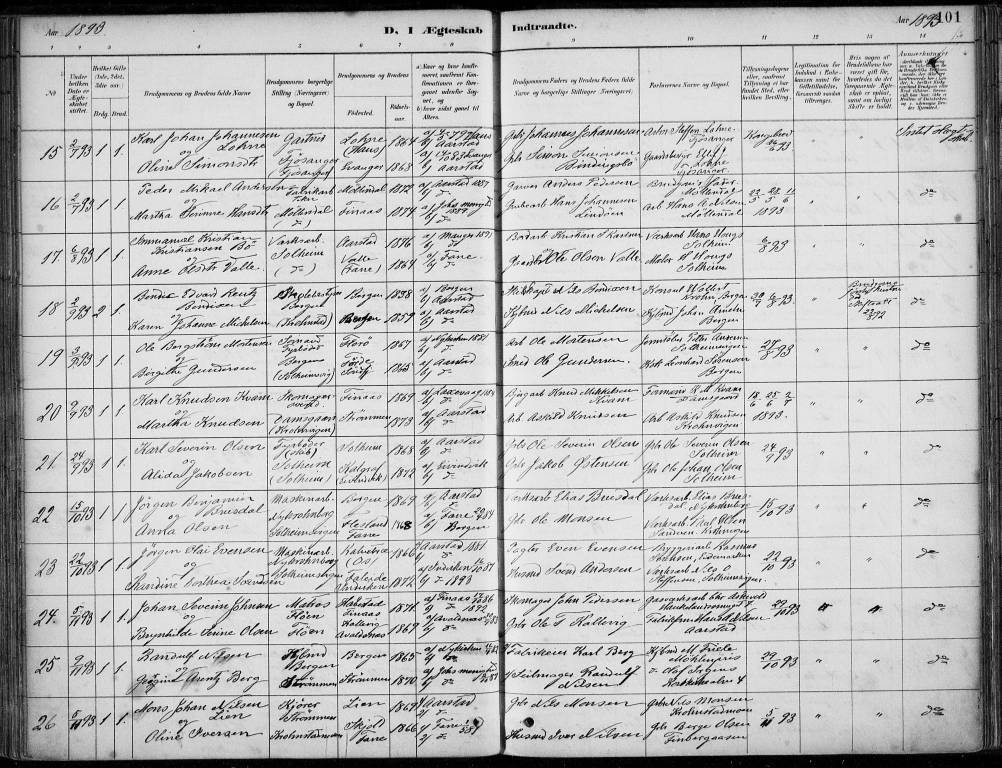 Årstad Sokneprestembete, AV/SAB-A-79301/H/Haa/L0006: Ministerialbok nr. B 1, 1886-1901, s. 101