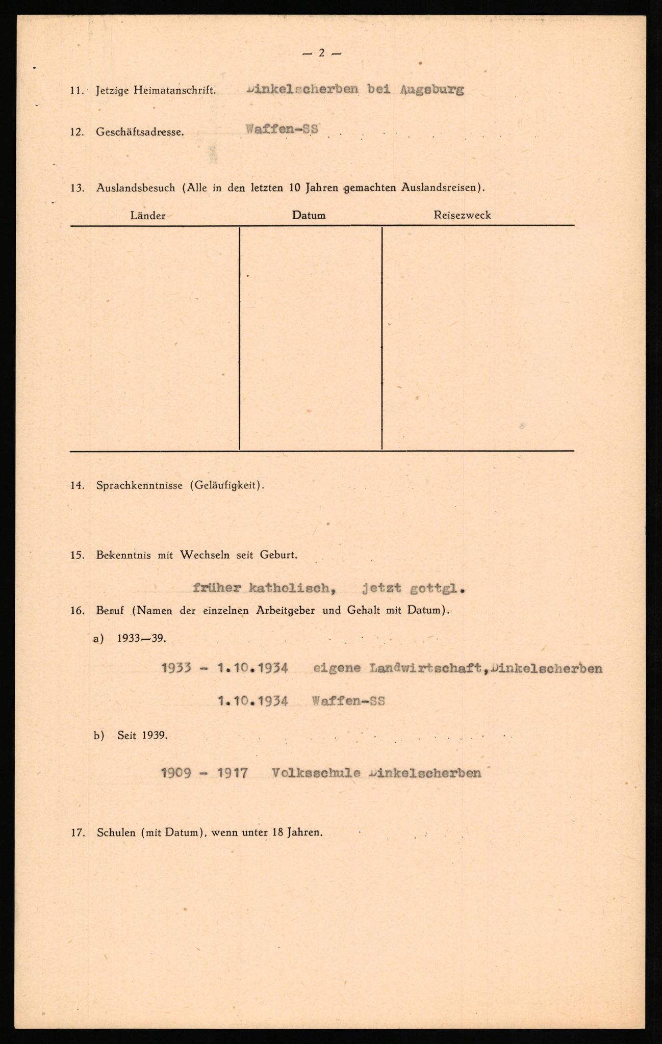 Forsvaret, Forsvarets overkommando II, AV/RA-RAFA-3915/D/Db/L0027: CI Questionaires. Tyske okkupasjonsstyrker i Norge. Tyskere., 1945-1946, s. 197