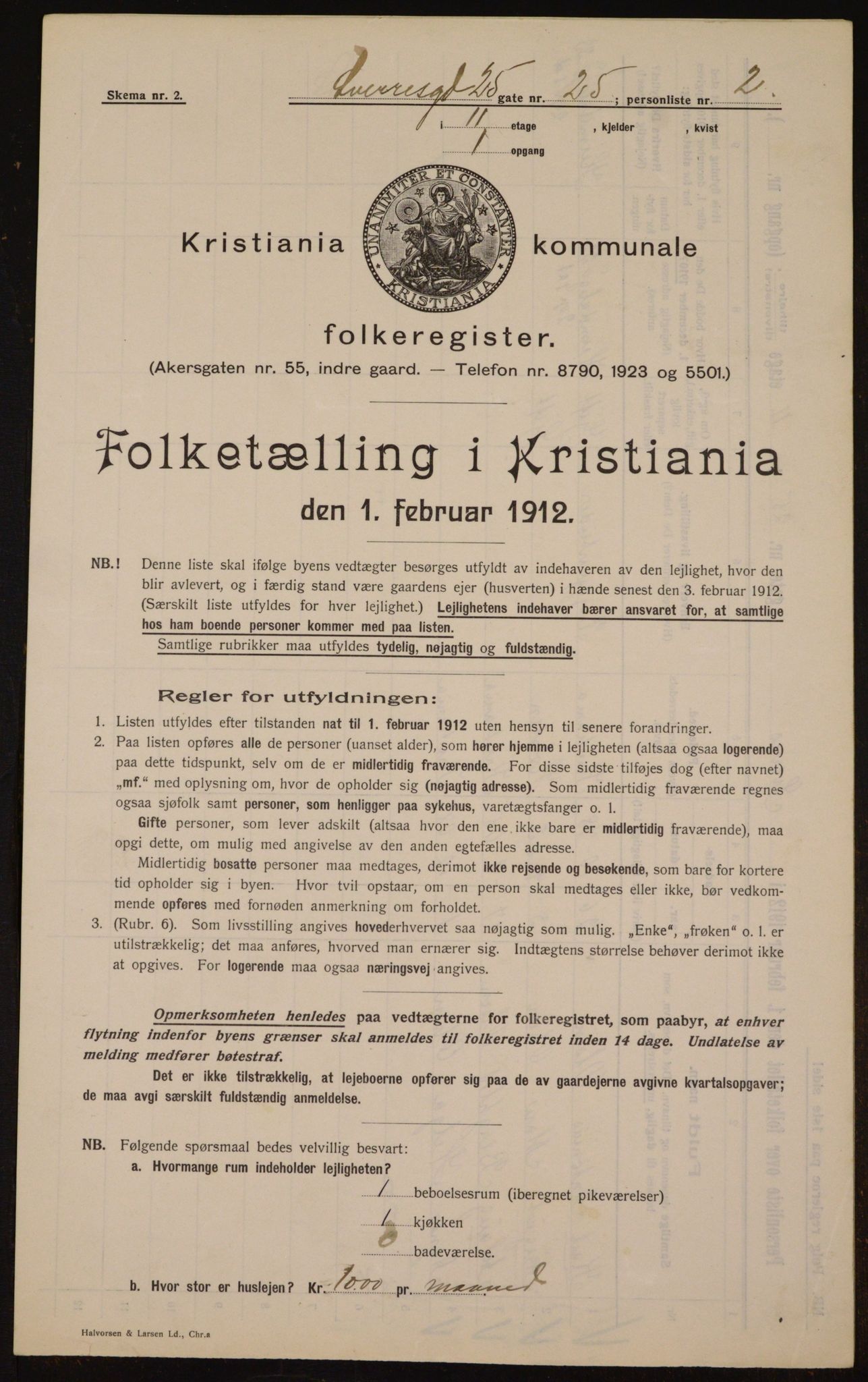 OBA, Kommunal folketelling 1.2.1912 for Kristiania, 1912, s. 106117