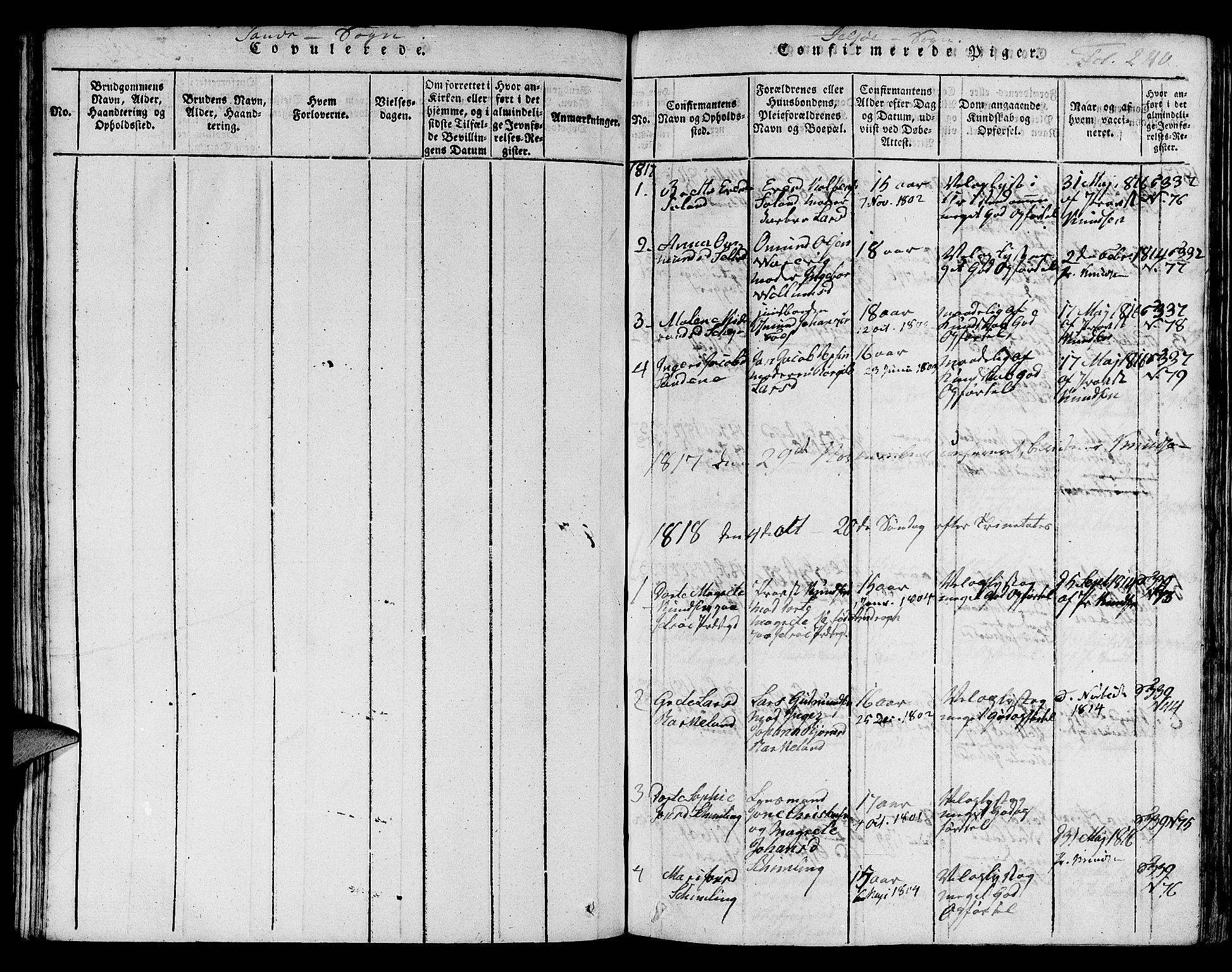 Jelsa sokneprestkontor, AV/SAST-A-101842/01/V: Klokkerbok nr. B 1 /1, 1816-1828, s. 240