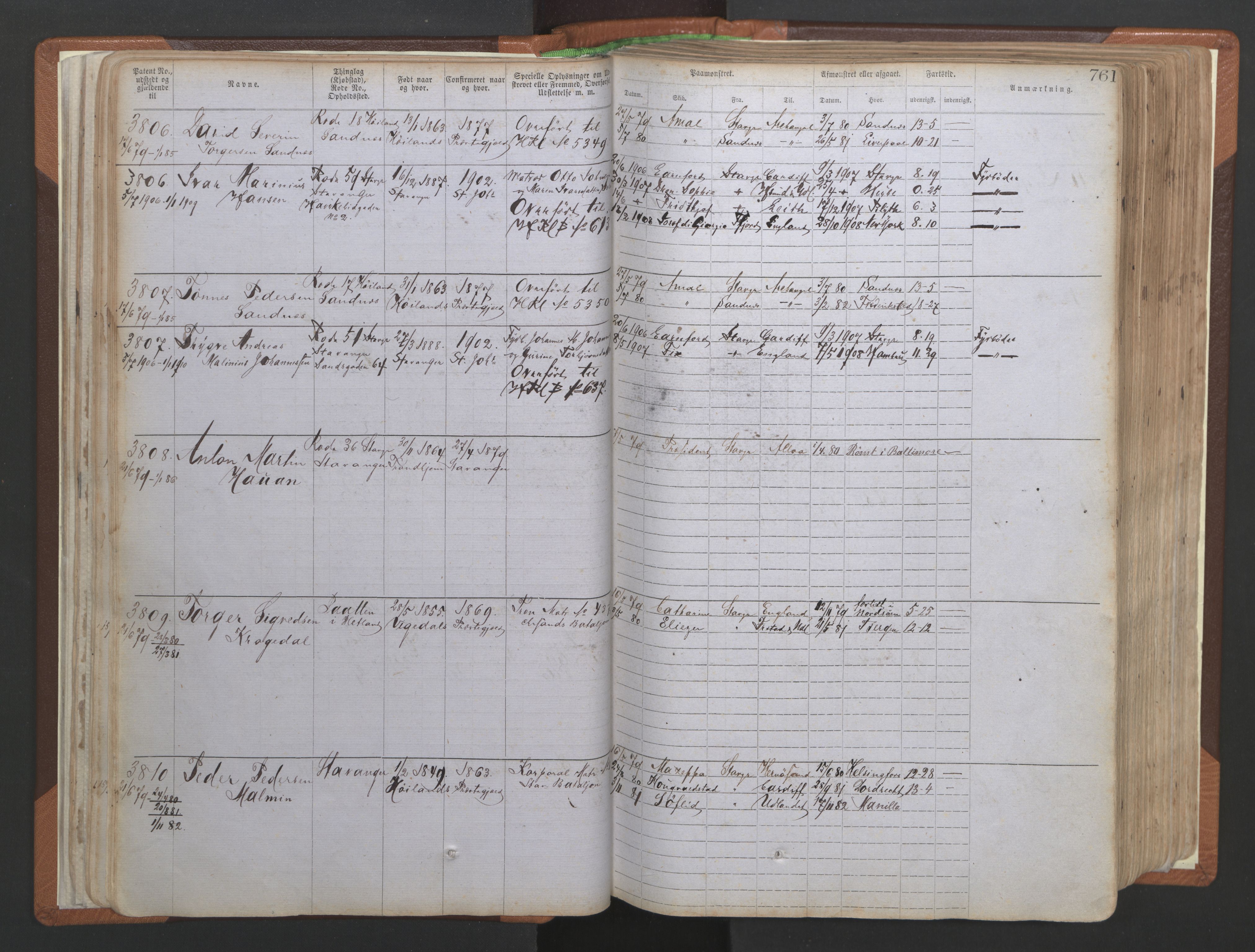 Stavanger sjømannskontor, AV/SAST-A-102006/F/Ff/L0006: Annotasjonsrulle No 2, patentnr. 3586-5505, 1878-1900, s. 48