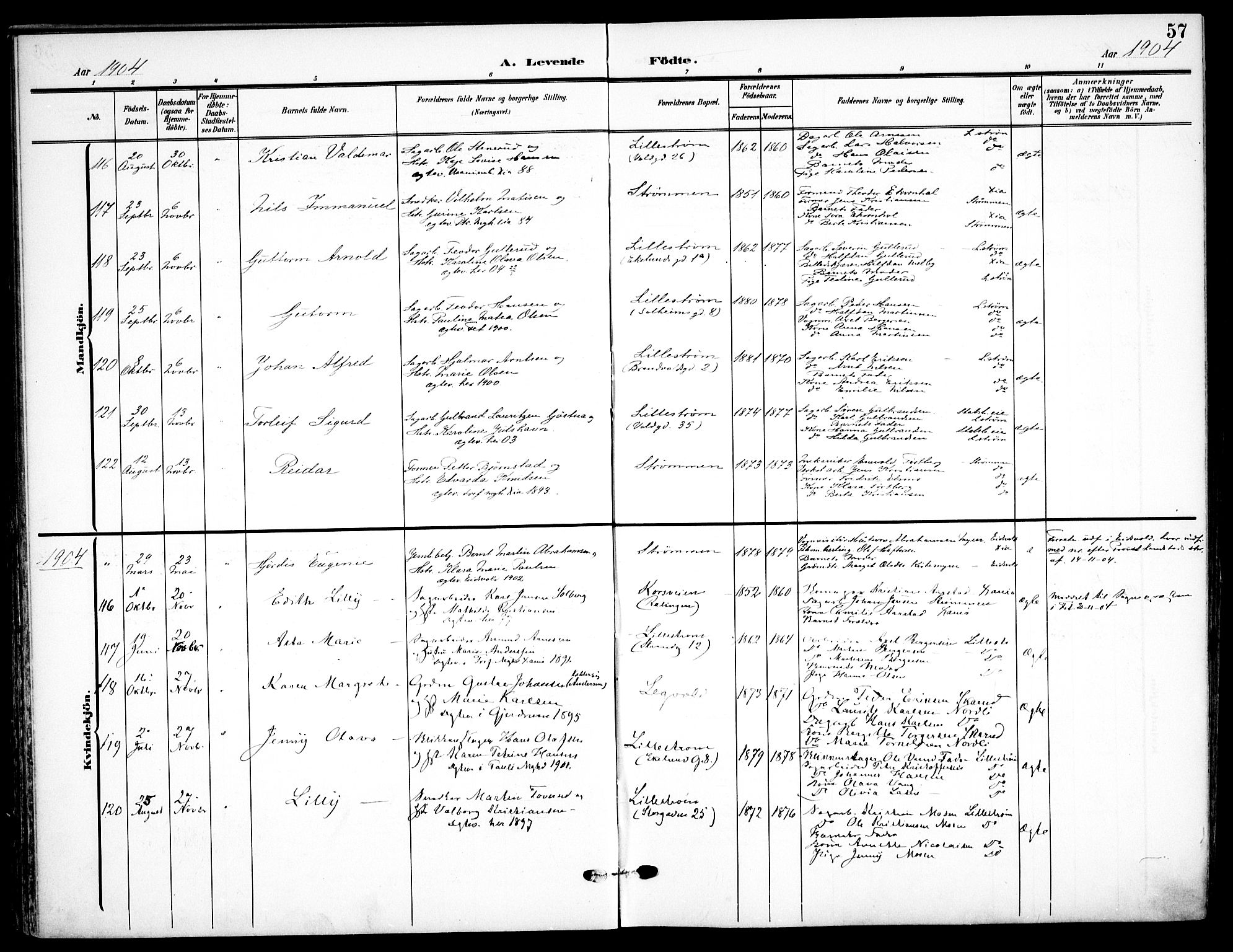 Skedsmo prestekontor Kirkebøker, AV/SAO-A-10033a/F/Fa/L0015: Ministerialbok nr. I 15, 1902-1917, s. 57