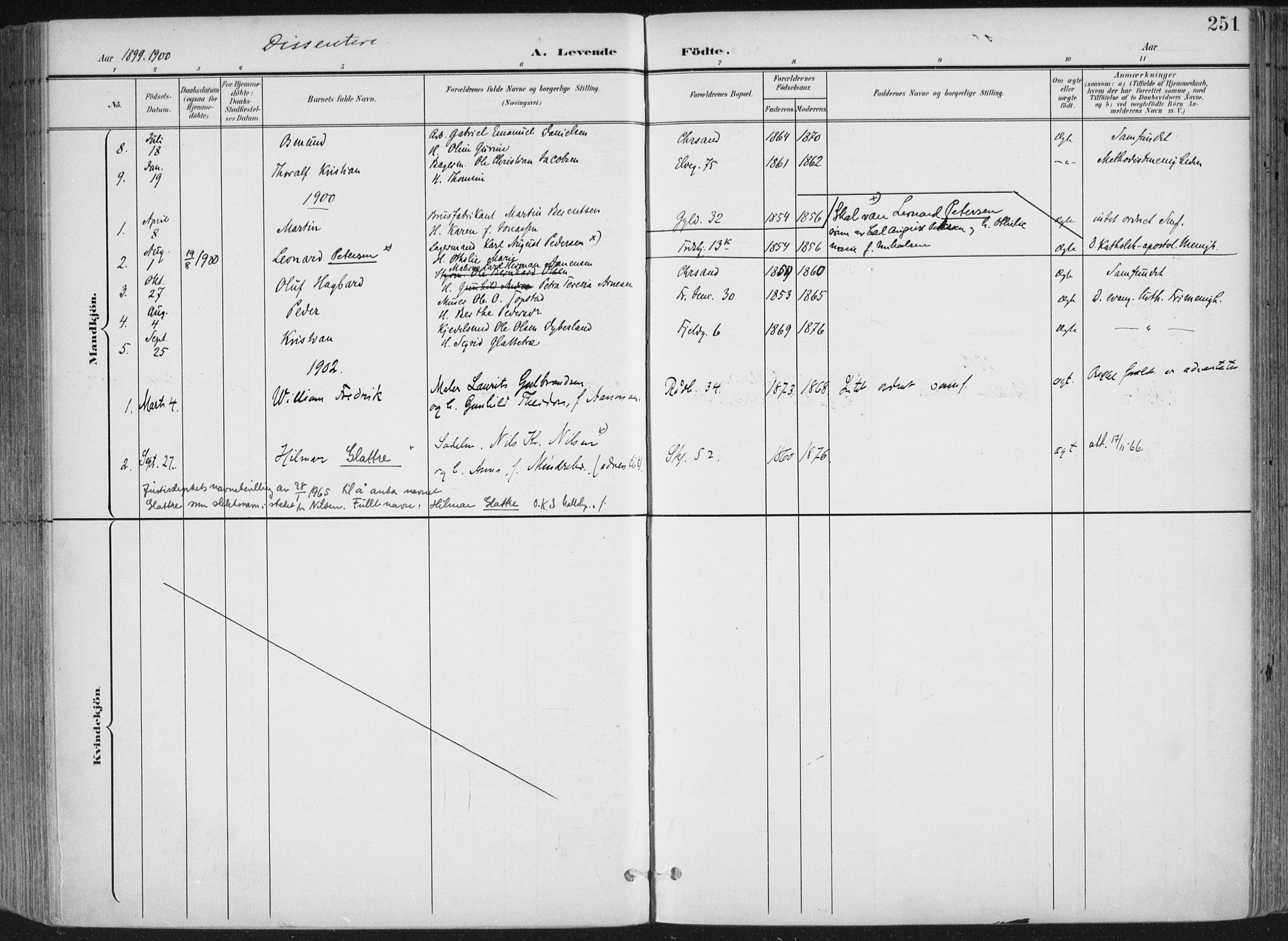 Kristiansand domprosti, AV/SAK-1112-0006/F/Fa/L0021: Ministerialbok nr. A 20, 1898-1908, s. 251