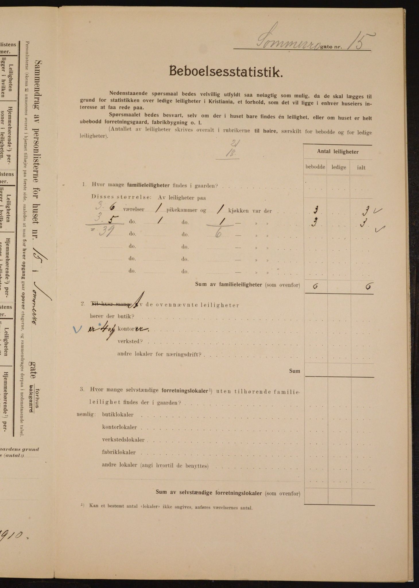 OBA, Kommunal folketelling 1.2.1910 for Kristiania, 1910, s. 95039