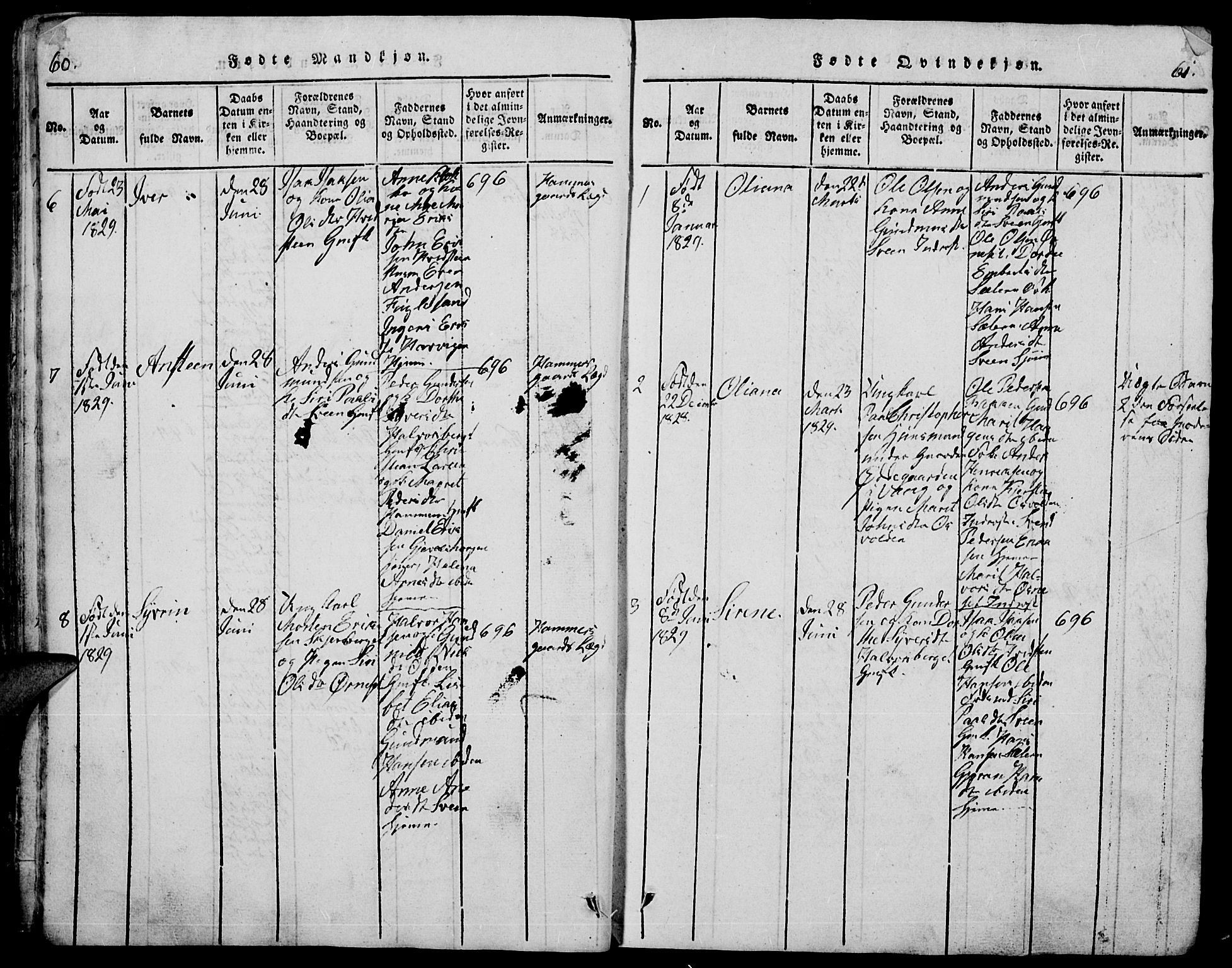 Trysil prestekontor, SAH/PREST-046/H/Ha/Hab/L0005: Klokkerbok nr. 5, 1814-1877, s. 60-61