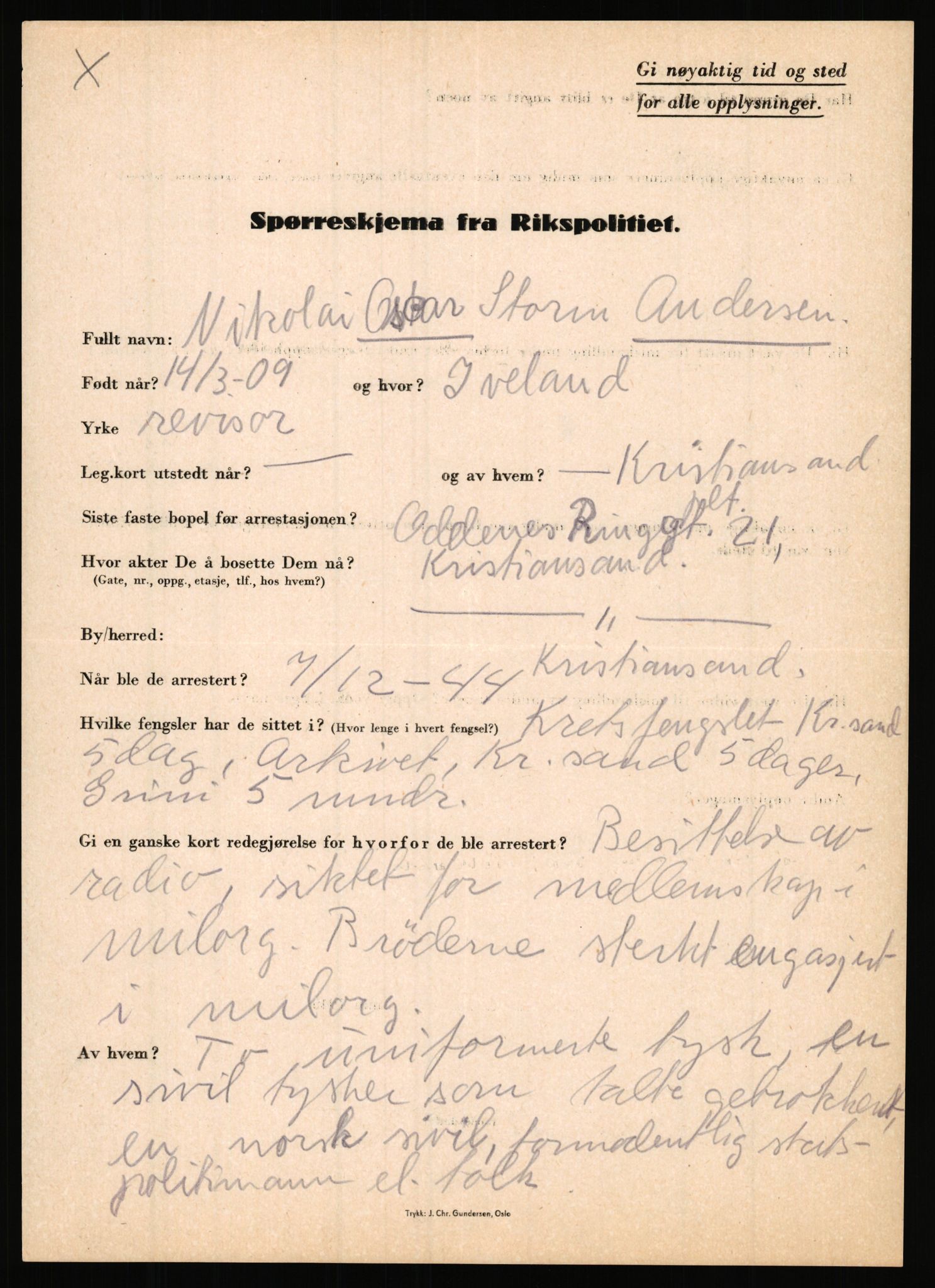 Rikspolitisjefen, AV/RA-S-1560/L/L0001: Abelseth, Rudolf - Berentsen, Odd, 1940-1945, s. 519