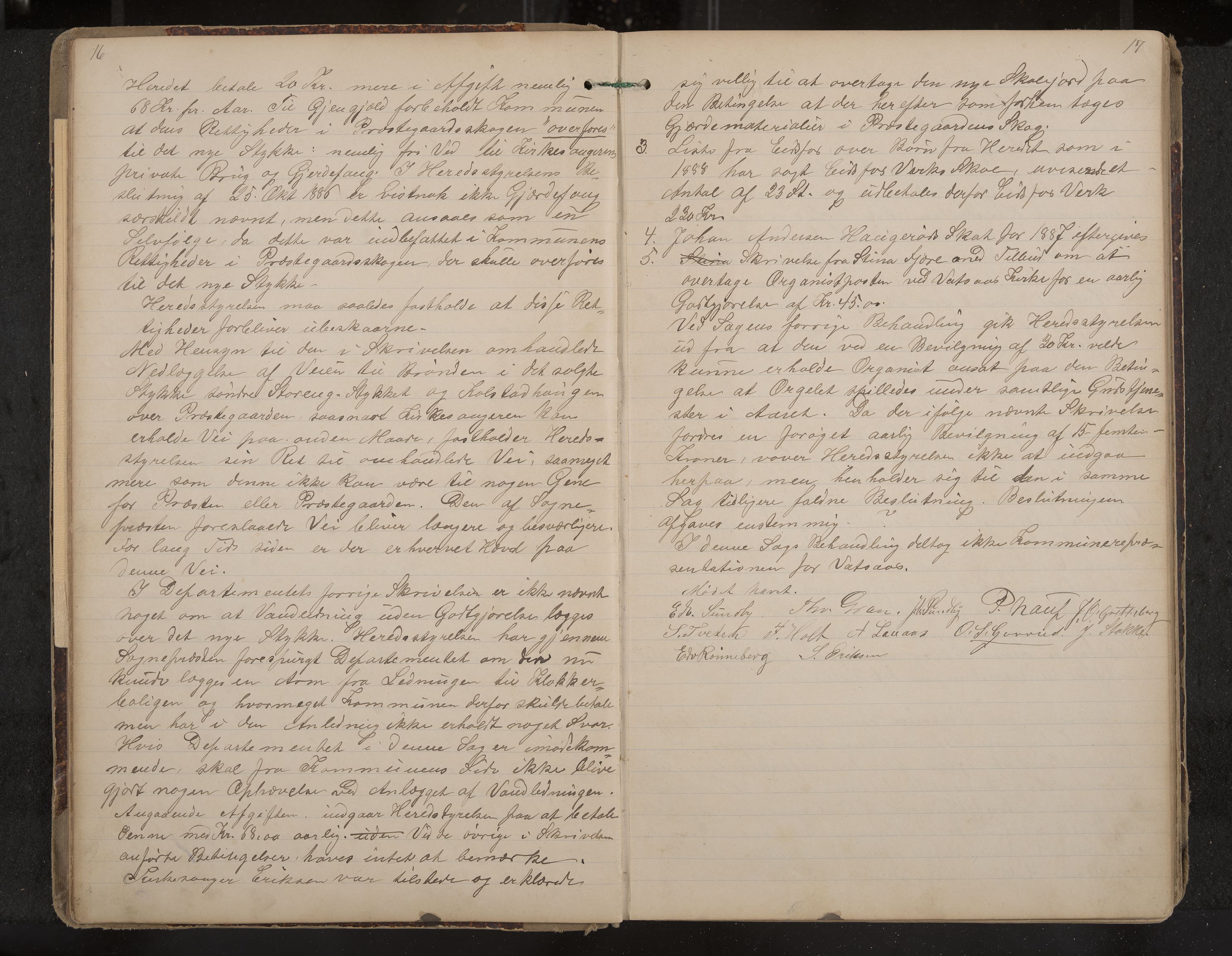 Hof formannskap og sentraladministrasjon, IKAK/0714021-1/A/Aa/L0004: Møtebok med register, 1888-1900, s. 16-17