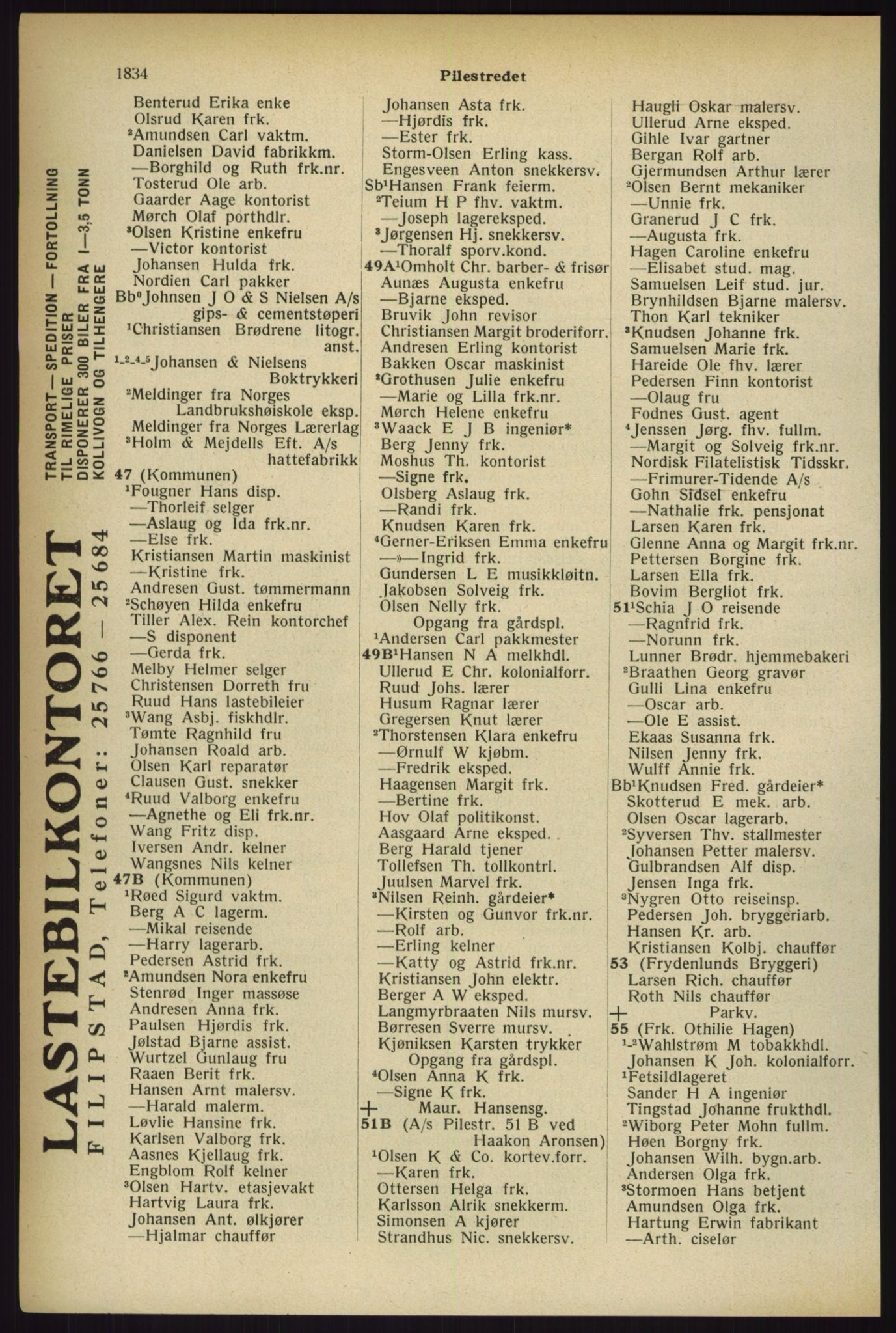 Kristiania/Oslo adressebok, PUBL/-, 1933, s. 1834