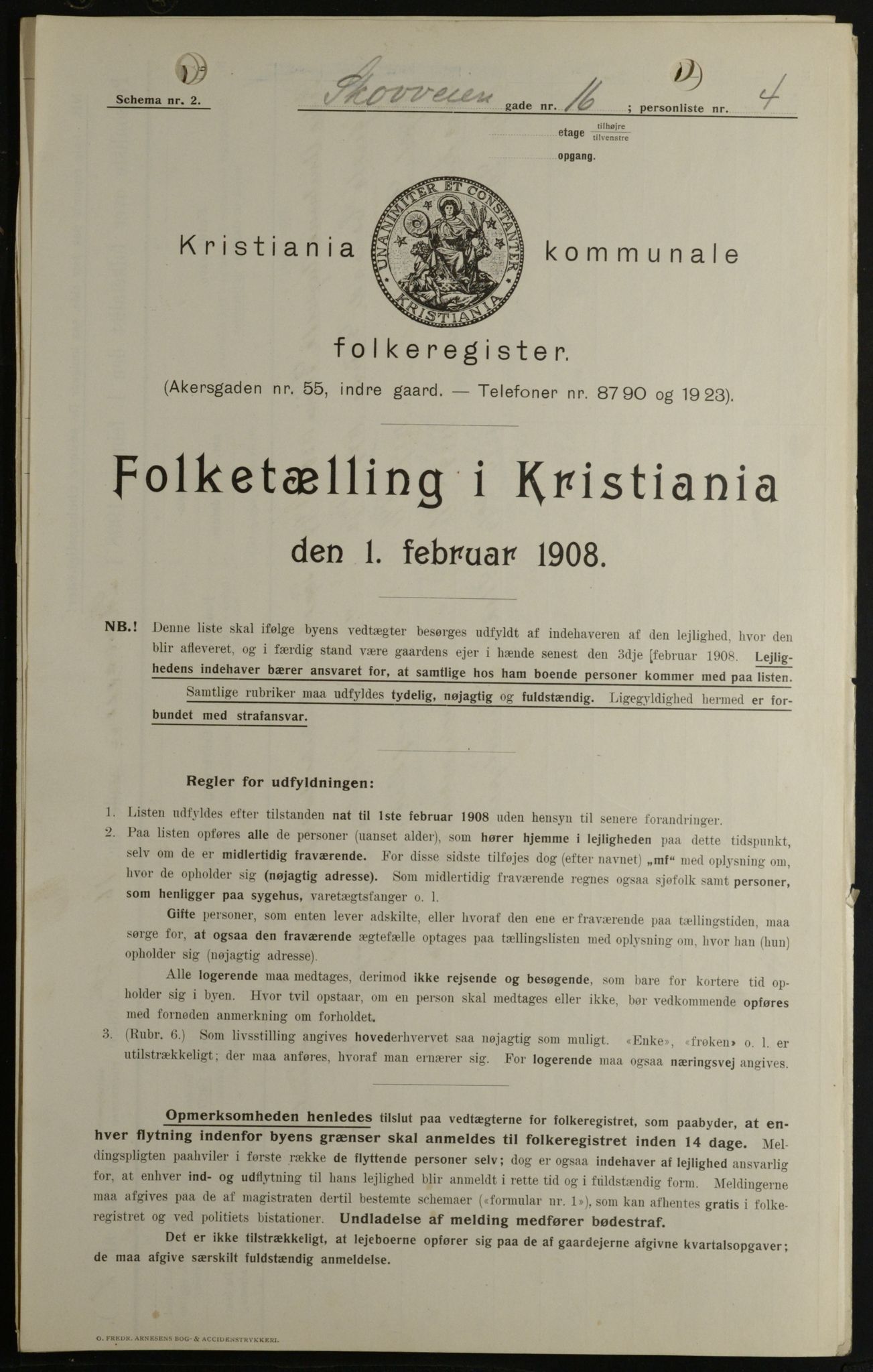 OBA, Kommunal folketelling 1.2.1908 for Kristiania kjøpstad, 1908, s. 86978
