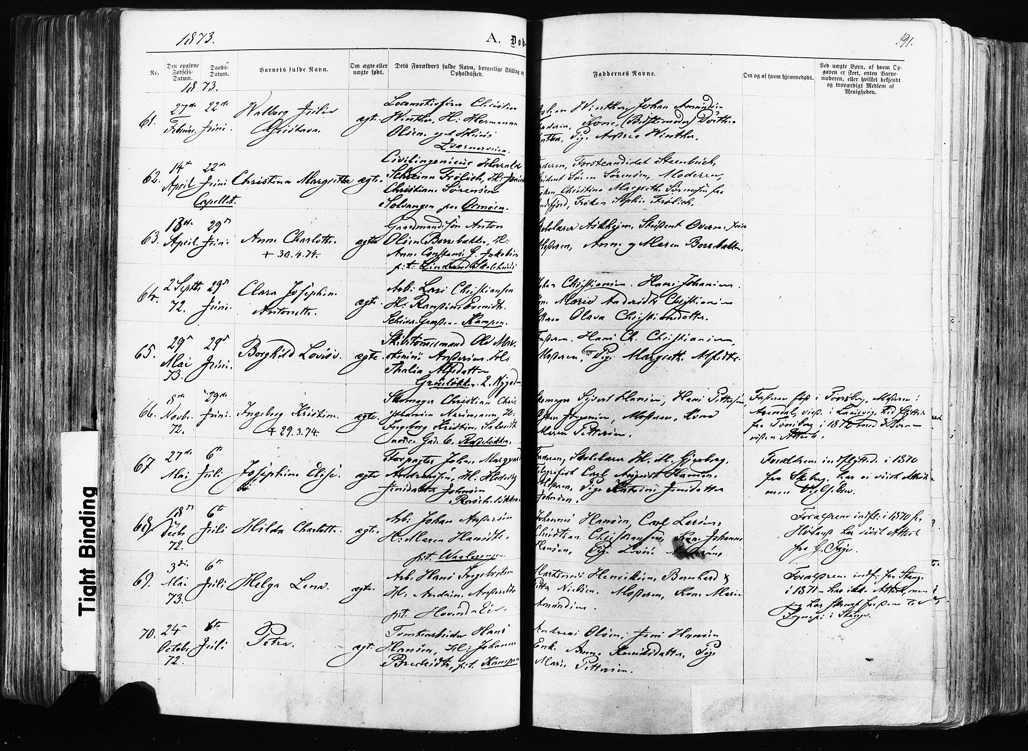 Østre Aker prestekontor Kirkebøker, AV/SAO-A-10840/F/Fa/L0003: Ministerialbok nr. I 3, 1869-1875, s. 191