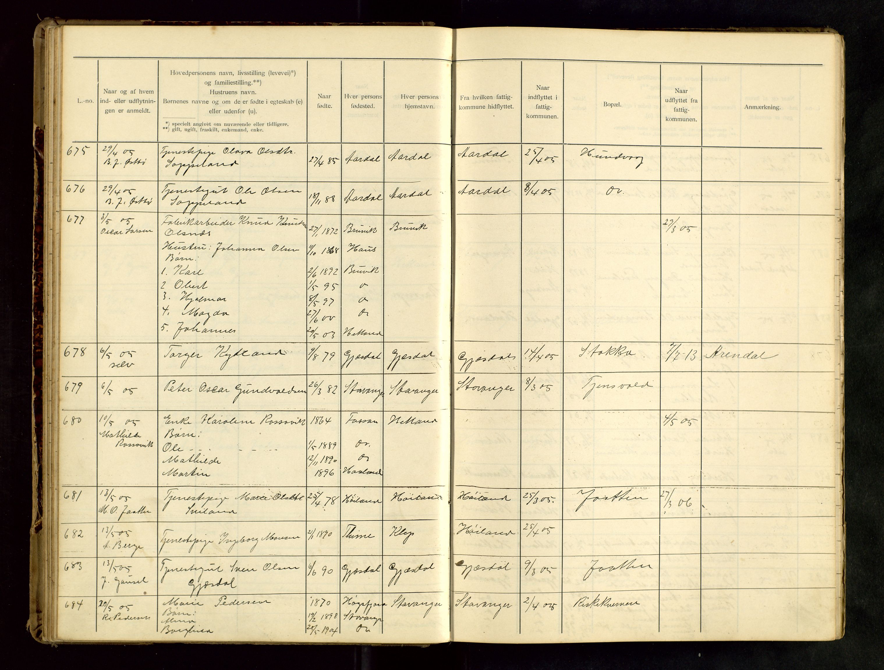 Hetland lensmannskontor, SAST/A-100101/Gwa/L0001: Flytteprotokoll (er delt i to: 1a og 1b), 1901-1918, s. 48