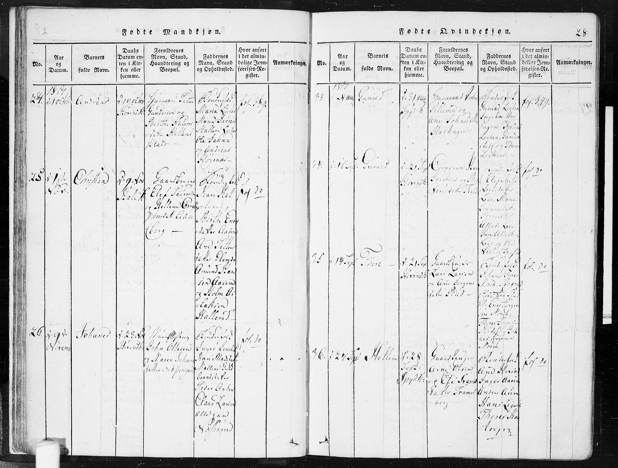 Spydeberg prestekontor Kirkebøker, SAO/A-10924/F/Fa/L0004: Ministerialbok nr. I 4, 1814-1841, s. 28