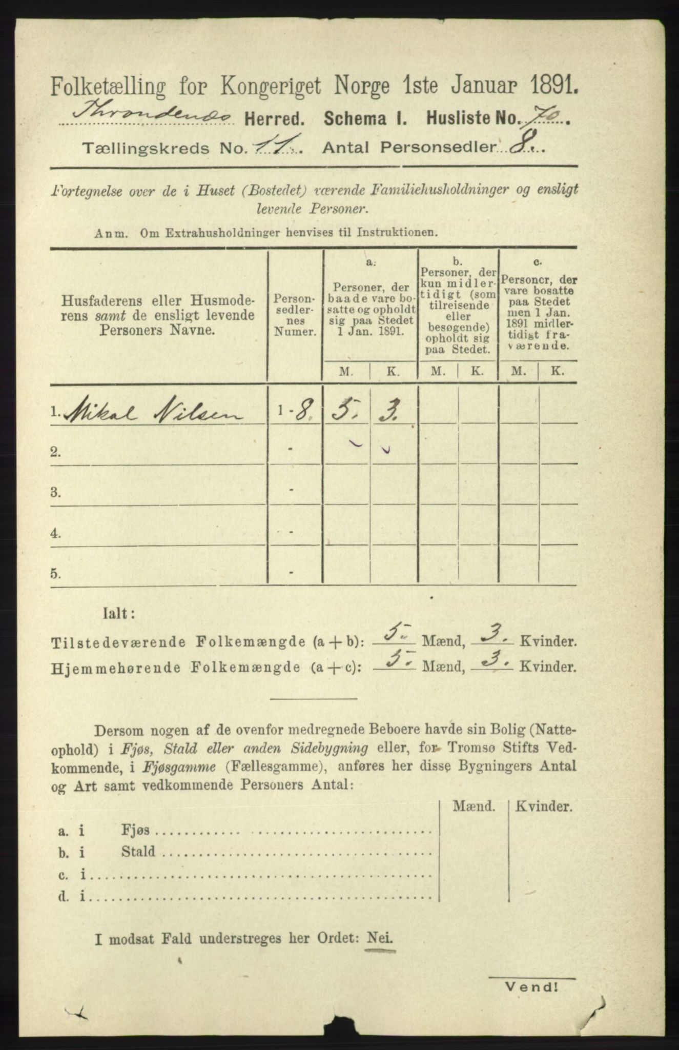 RA, Folketelling 1891 for 1914 Trondenes herred, 1891, s. 7992