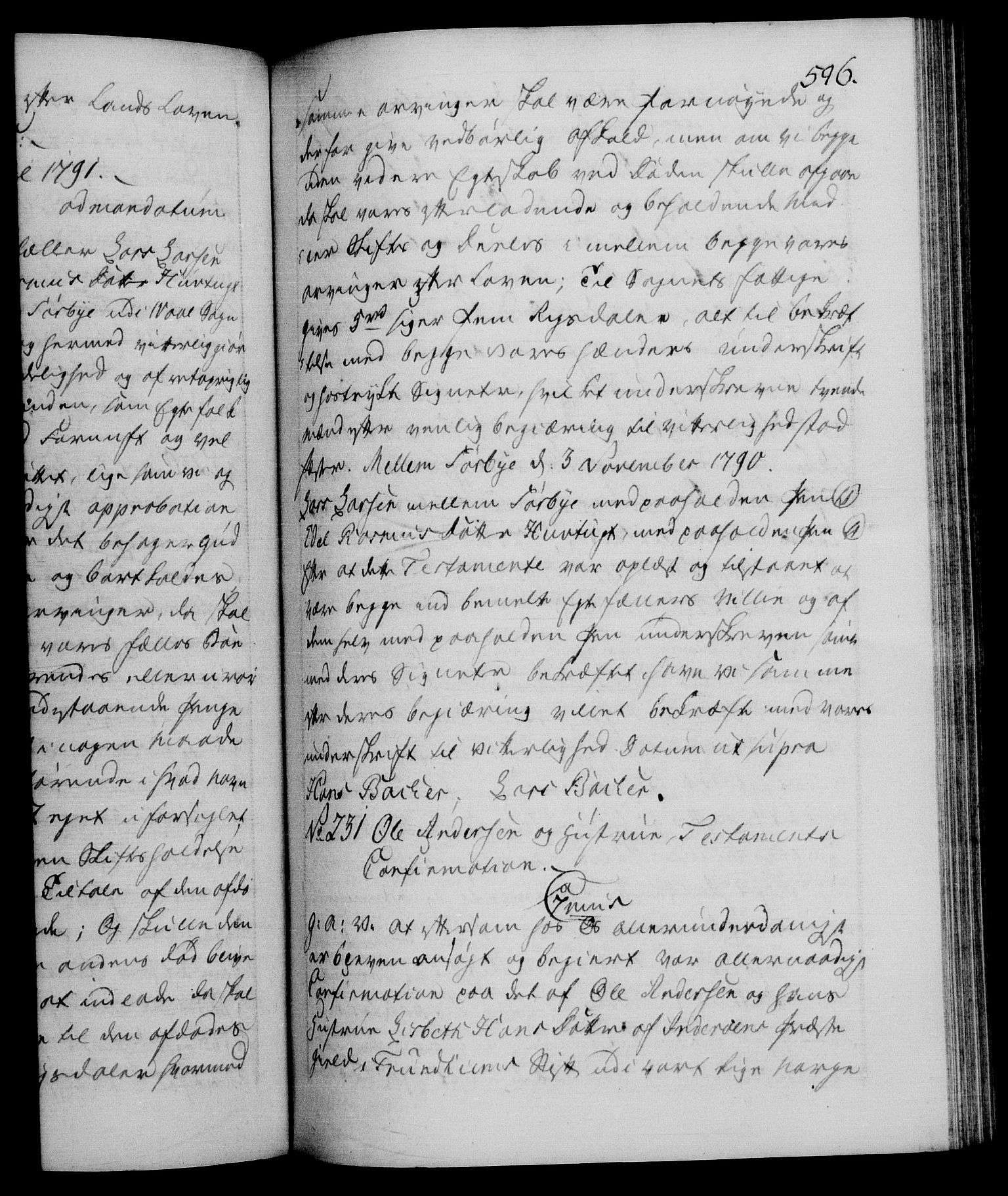 Danske Kanselli 1572-1799, RA/EA-3023/F/Fc/Fca/Fcaa/L0053: Norske registre, 1790-1791, s. 596a