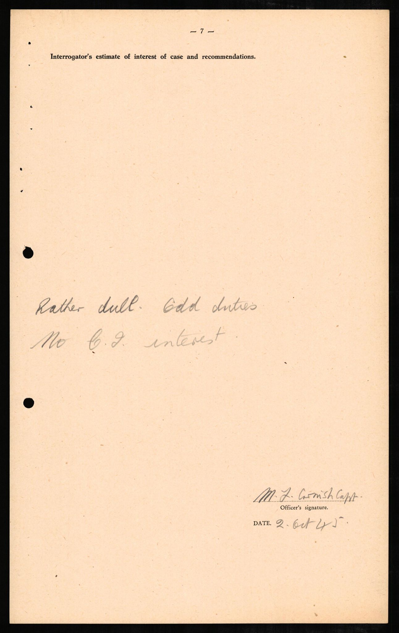Forsvaret, Forsvarets overkommando II, AV/RA-RAFA-3915/D/Db/L0005: CI Questionaires. Tyske okkupasjonsstyrker i Norge. Tyskere., 1945-1946, s. 21