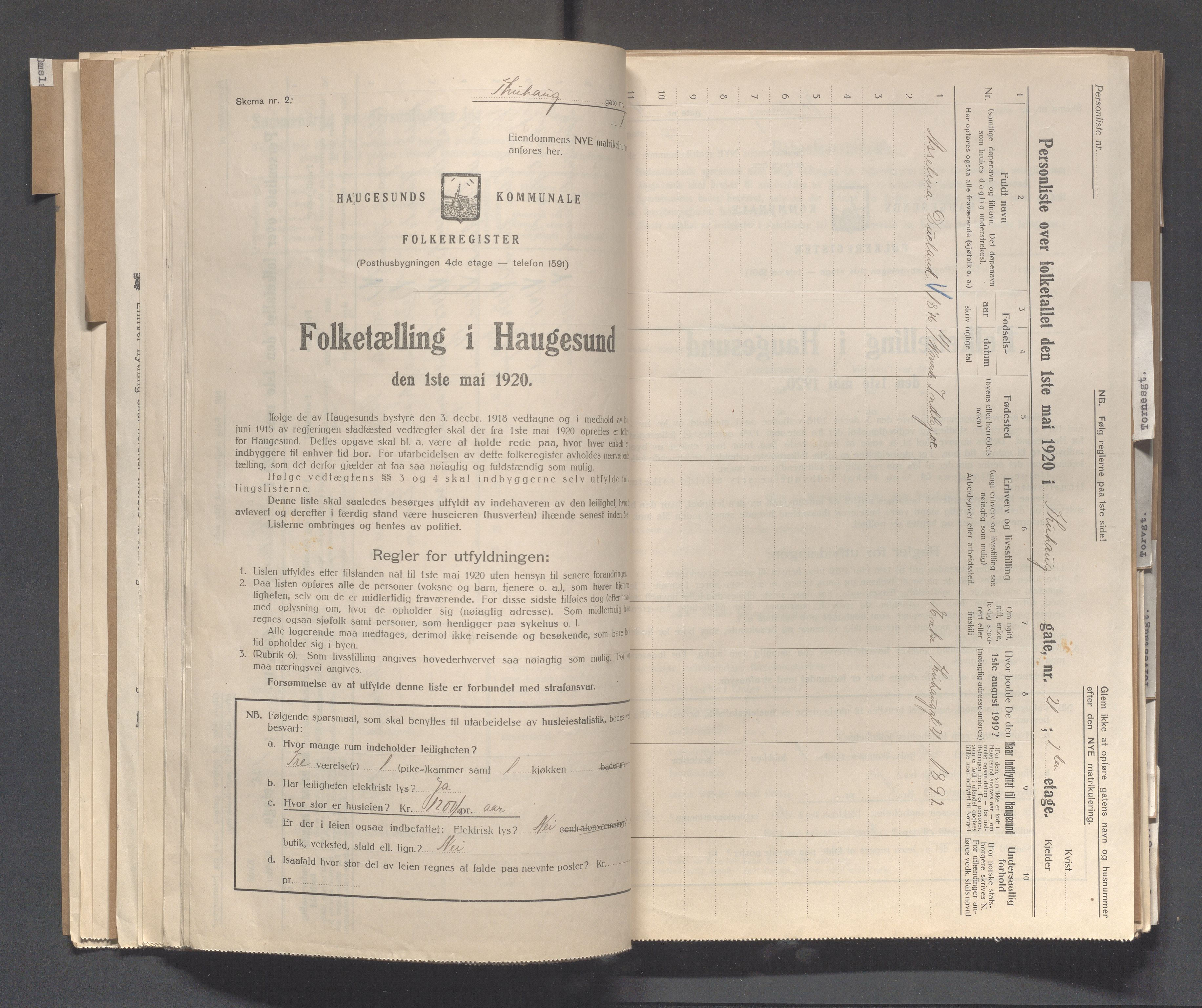 IKAR, Kommunal folketelling 1.5.1920 for Haugesund, 1920, s. 5200