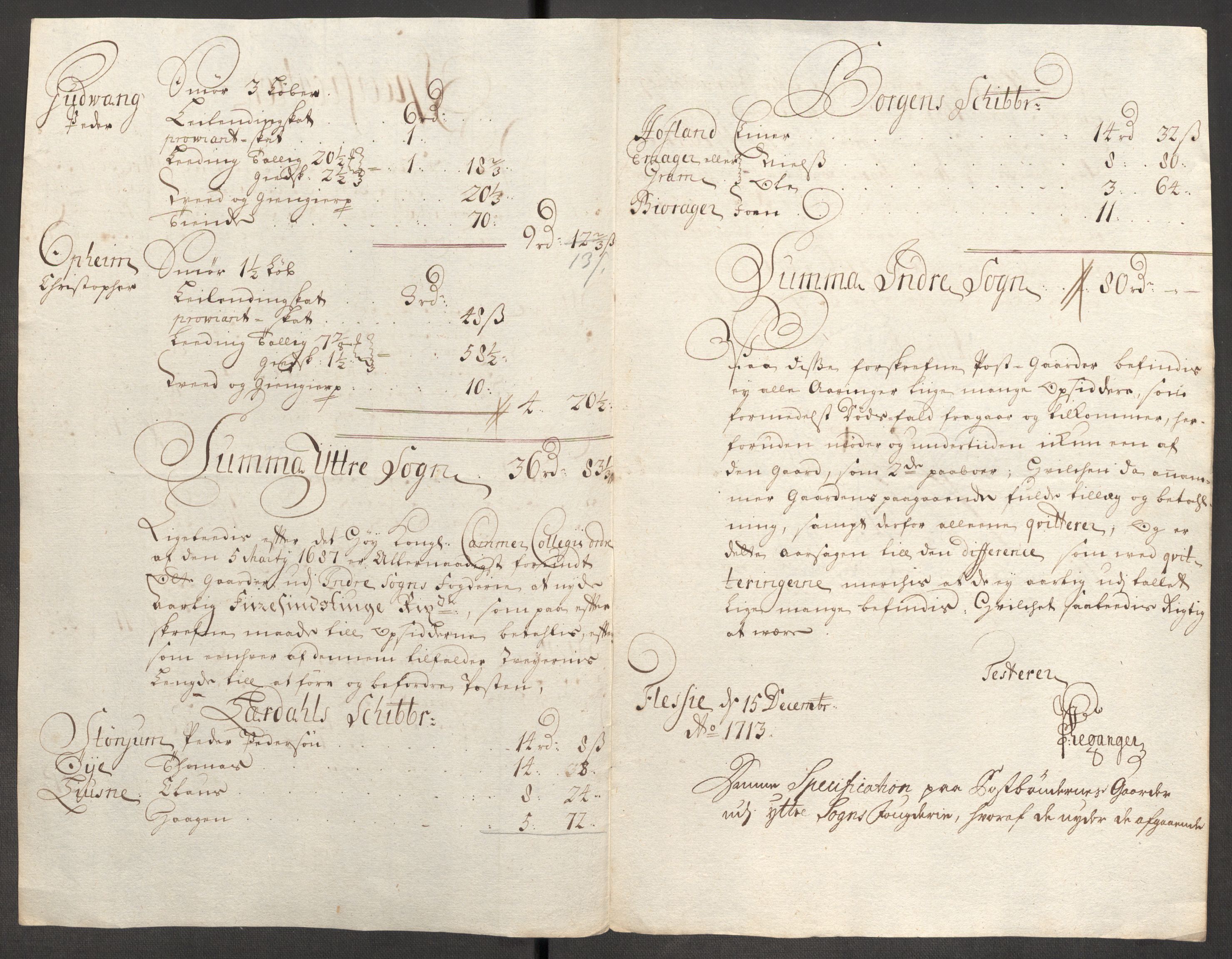 Rentekammeret inntil 1814, Reviderte regnskaper, Fogderegnskap, AV/RA-EA-4092/R52/L3315: Fogderegnskap Sogn, 1708, s. 405