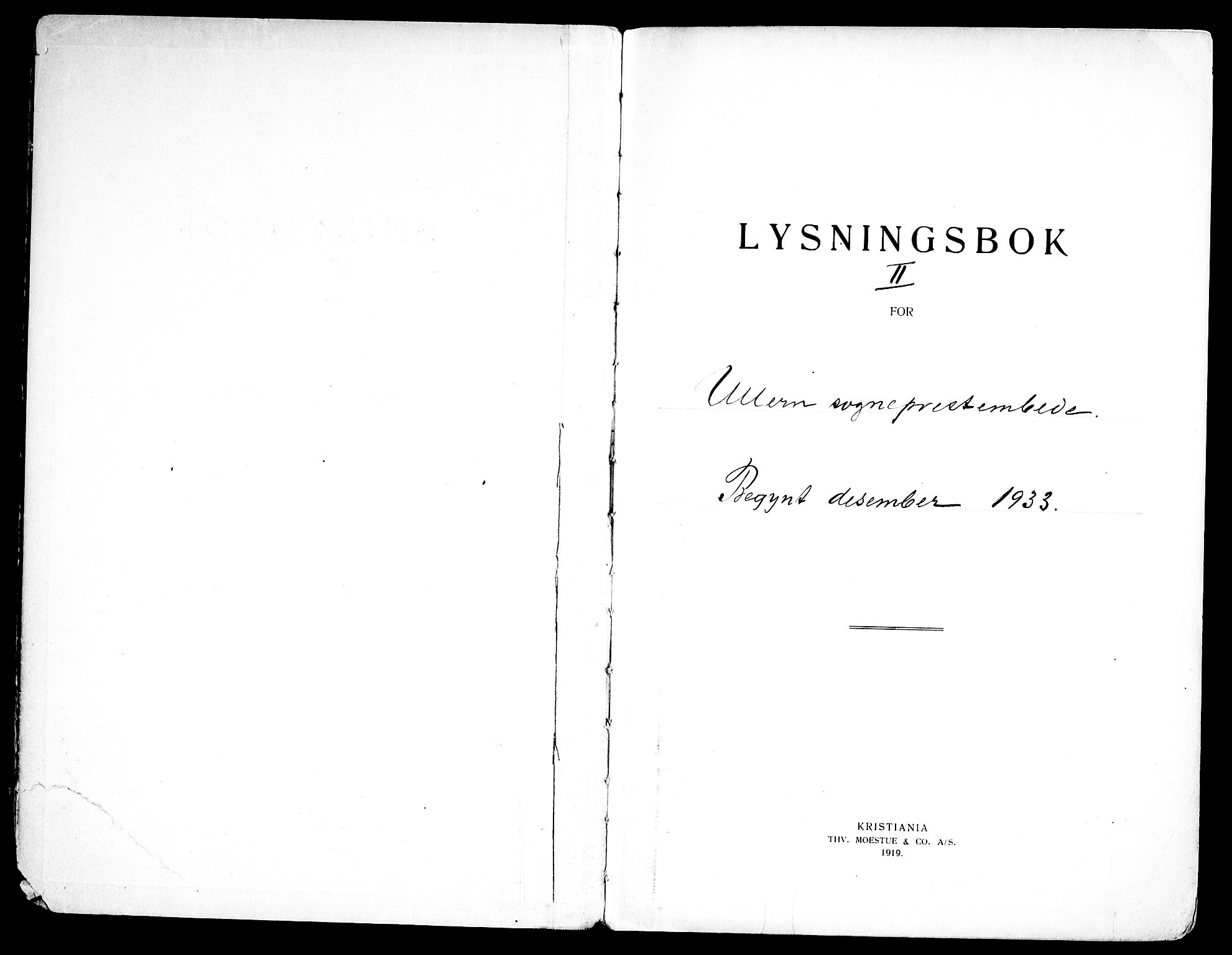 Ullern prestekontor Kirkebøker, SAO/A-10740/H/L0004: Lysningsprotokoll nr. 4, 1933-1945