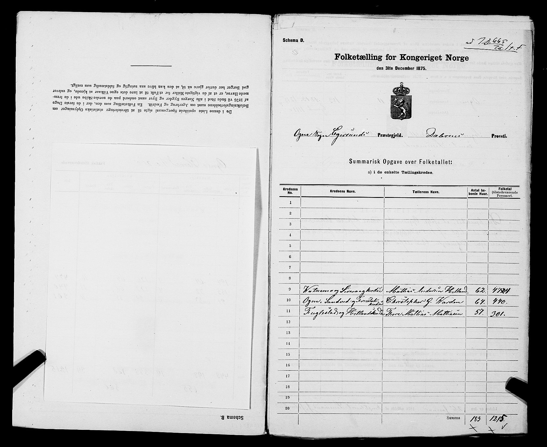 SAST, Folketelling 1875 for 1116L Eigersund prestegjeld, Eigersund landsokn og Ogna sokn, 1875, s. 54