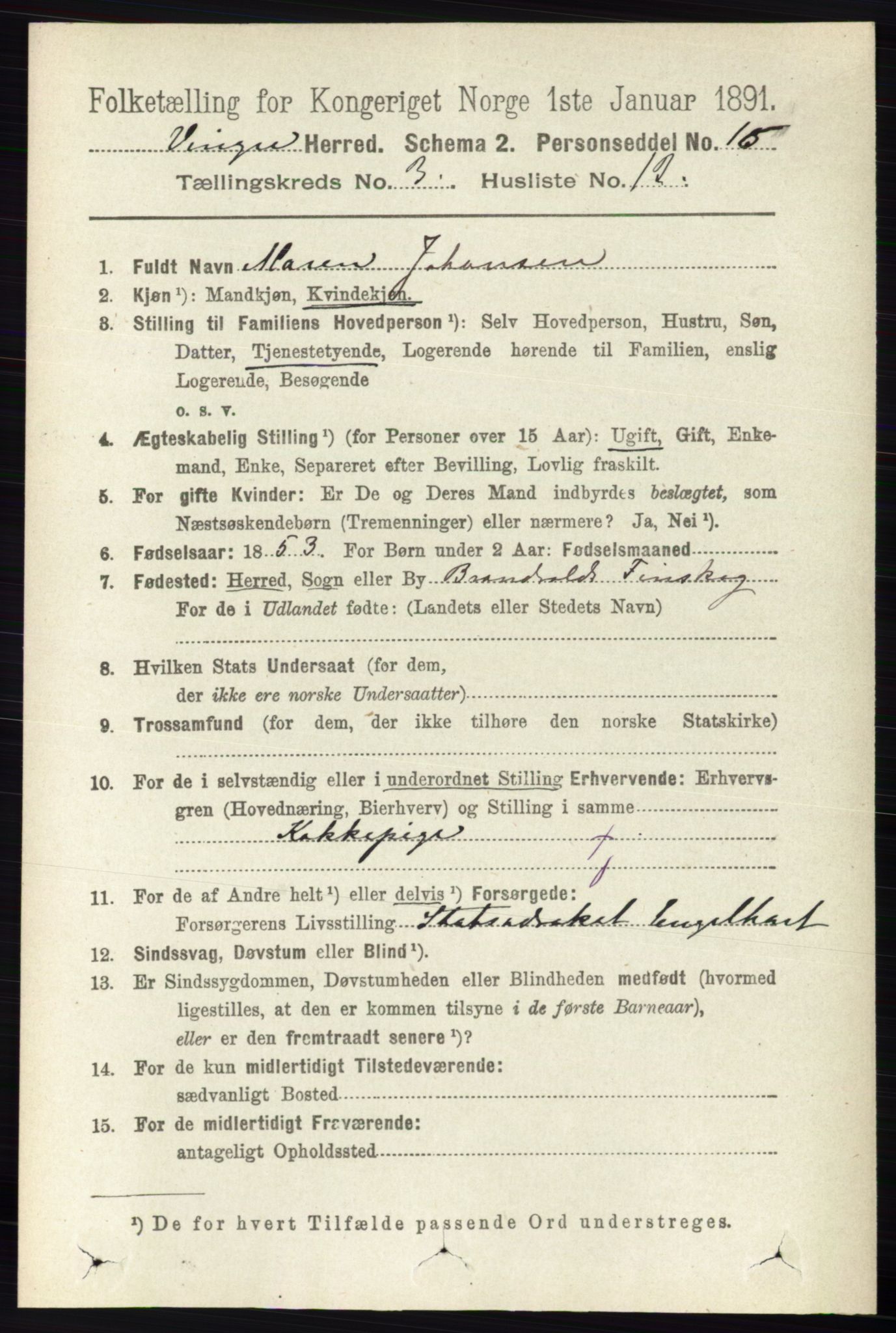 RA, Folketelling 1891 for 0421 Vinger herred, 1891, s. 990