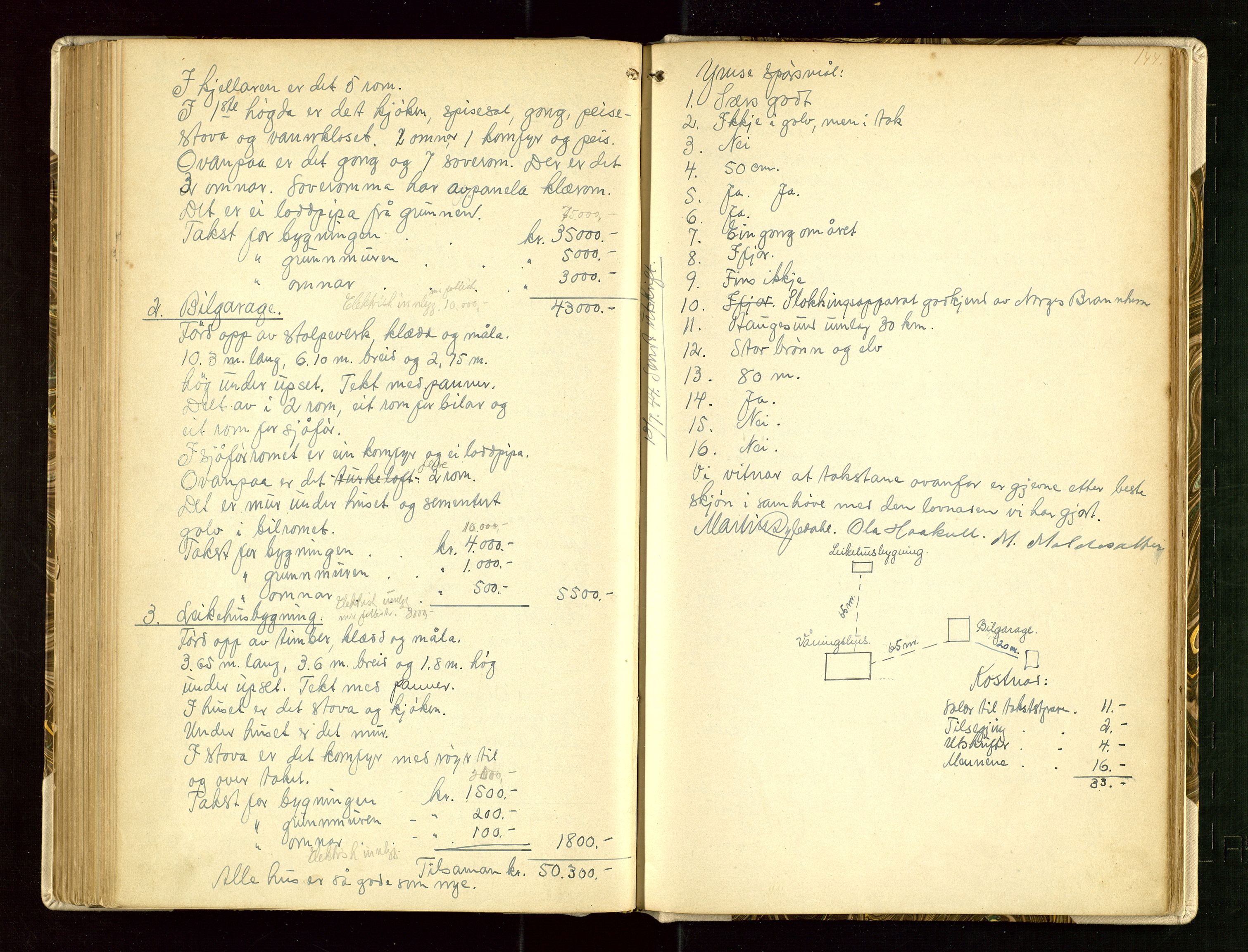 Skjold lensmannskontor, AV/SAST-A-100182/Goa/L0002: "Brandtaksasjons-Protokol for Skjolds Thinglag", 1890-1949, s. 143b-144a