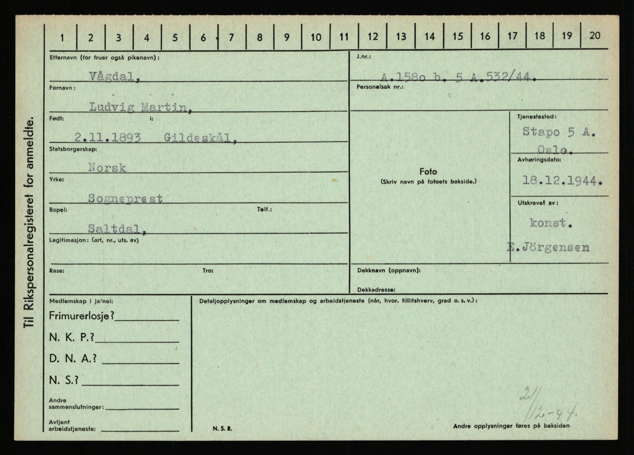 Statspolitiet - Hovedkontoret / Osloavdelingen, AV/RA-S-1329/C/Ca/L0016: Uberg - Øystese, 1943-1945, s. 429