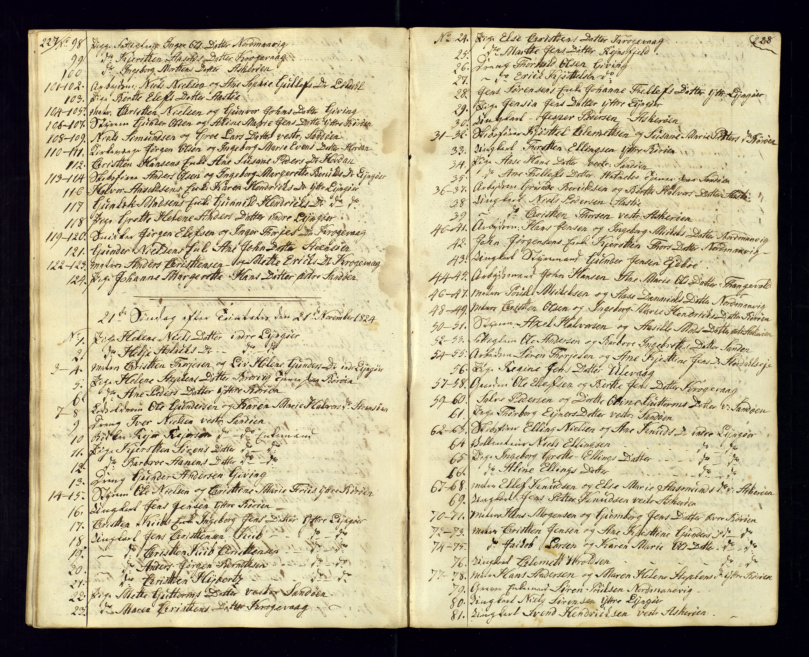 Dypvåg sokneprestkontor, AV/SAK-1111-0007/F/Fc/Fca/L0001: Kommunikantprotokoll nr. C-1, 1813-1830, s. 227-228