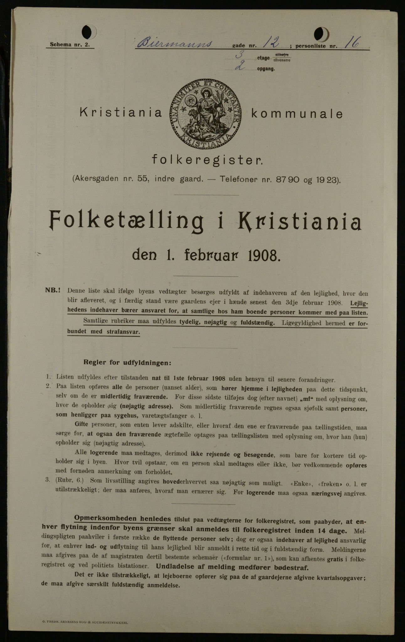 OBA, Kommunal folketelling 1.2.1908 for Kristiania kjøpstad, 1908, s. 4840