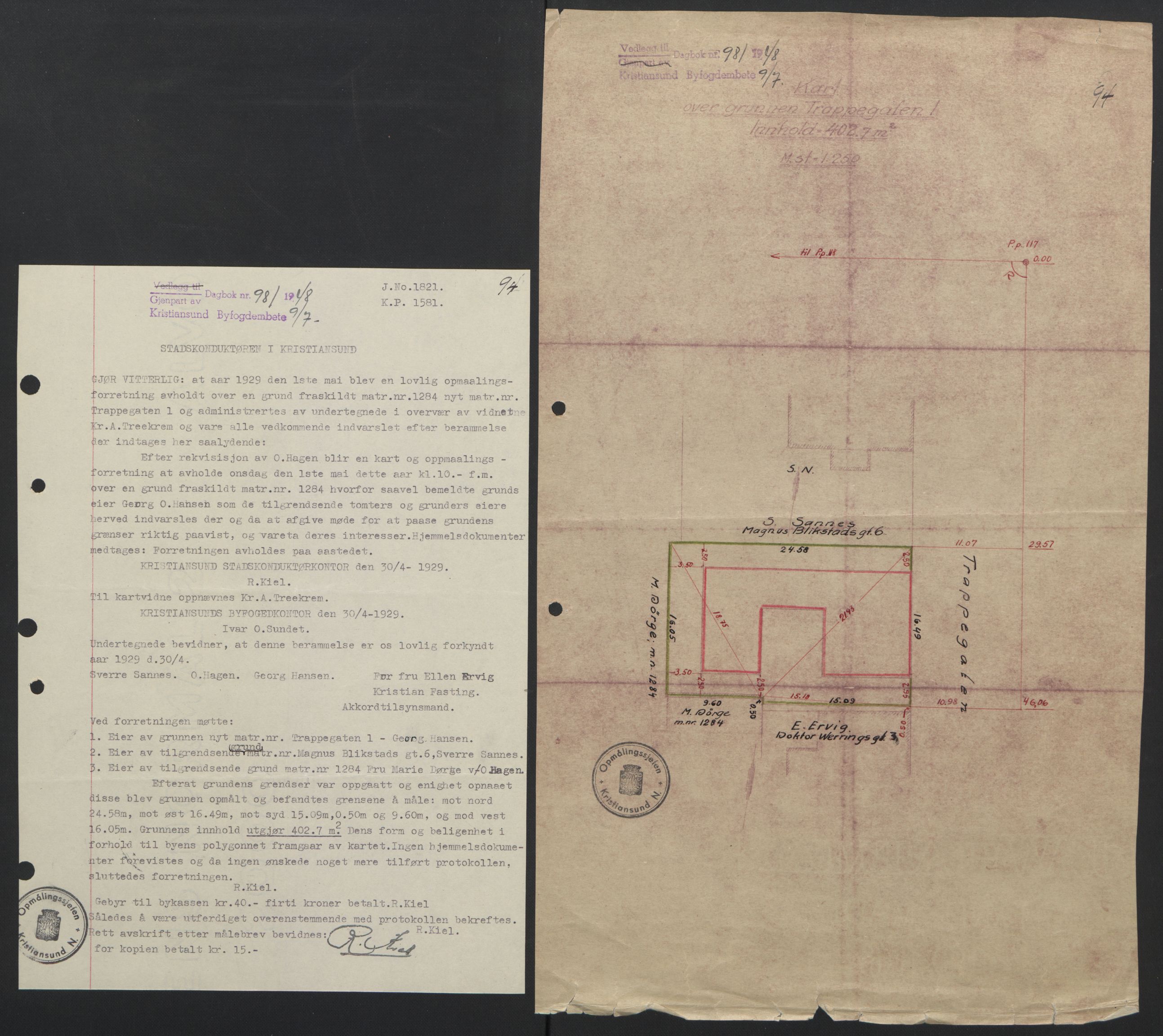 Kristiansund byfogd, AV/SAT-A-4587/A/27: Pantebok nr. 42, 1947-1950, Dagboknr: 981/1948