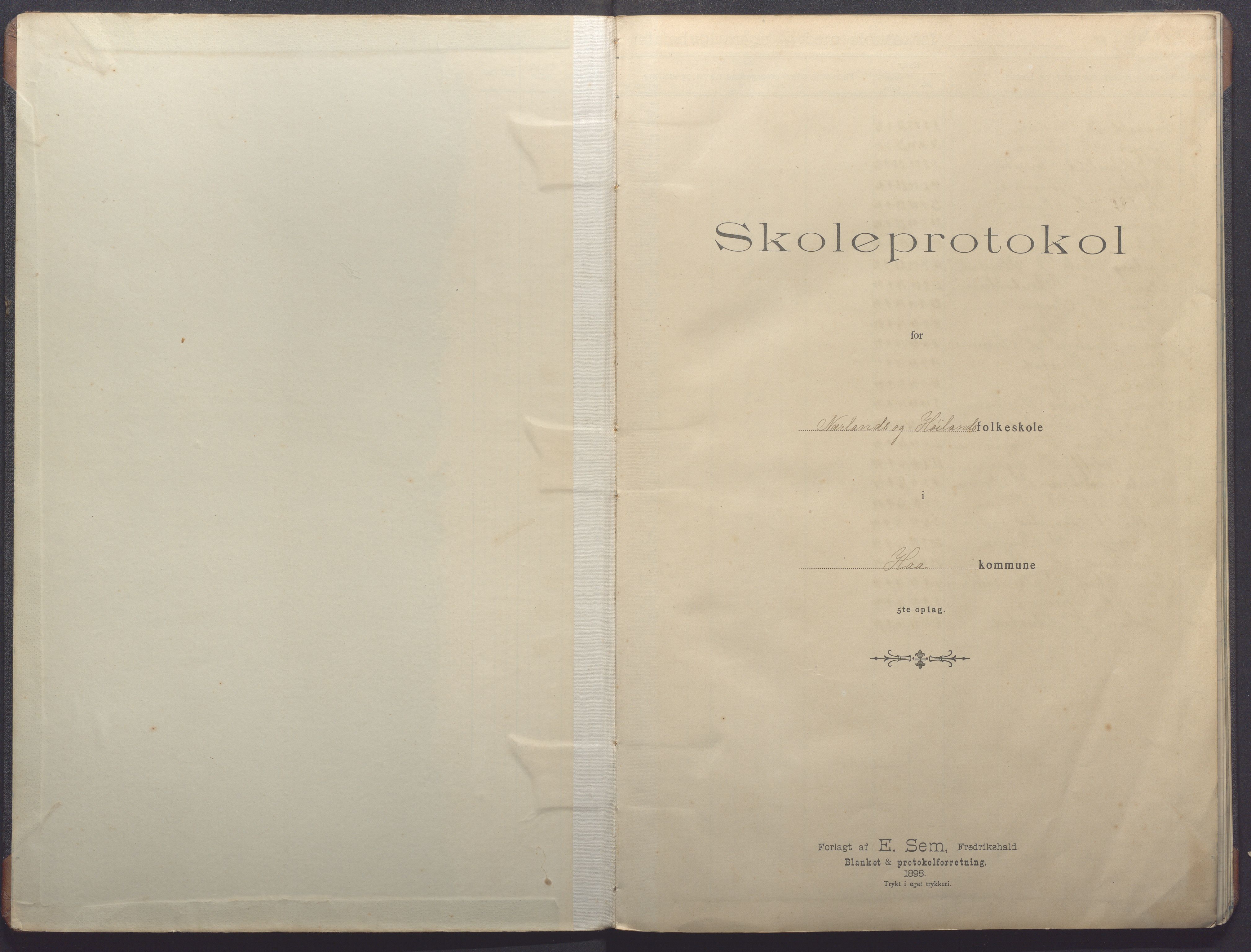 Nærbø kommune - Høyland skole, IKAR/-, 1898-1907