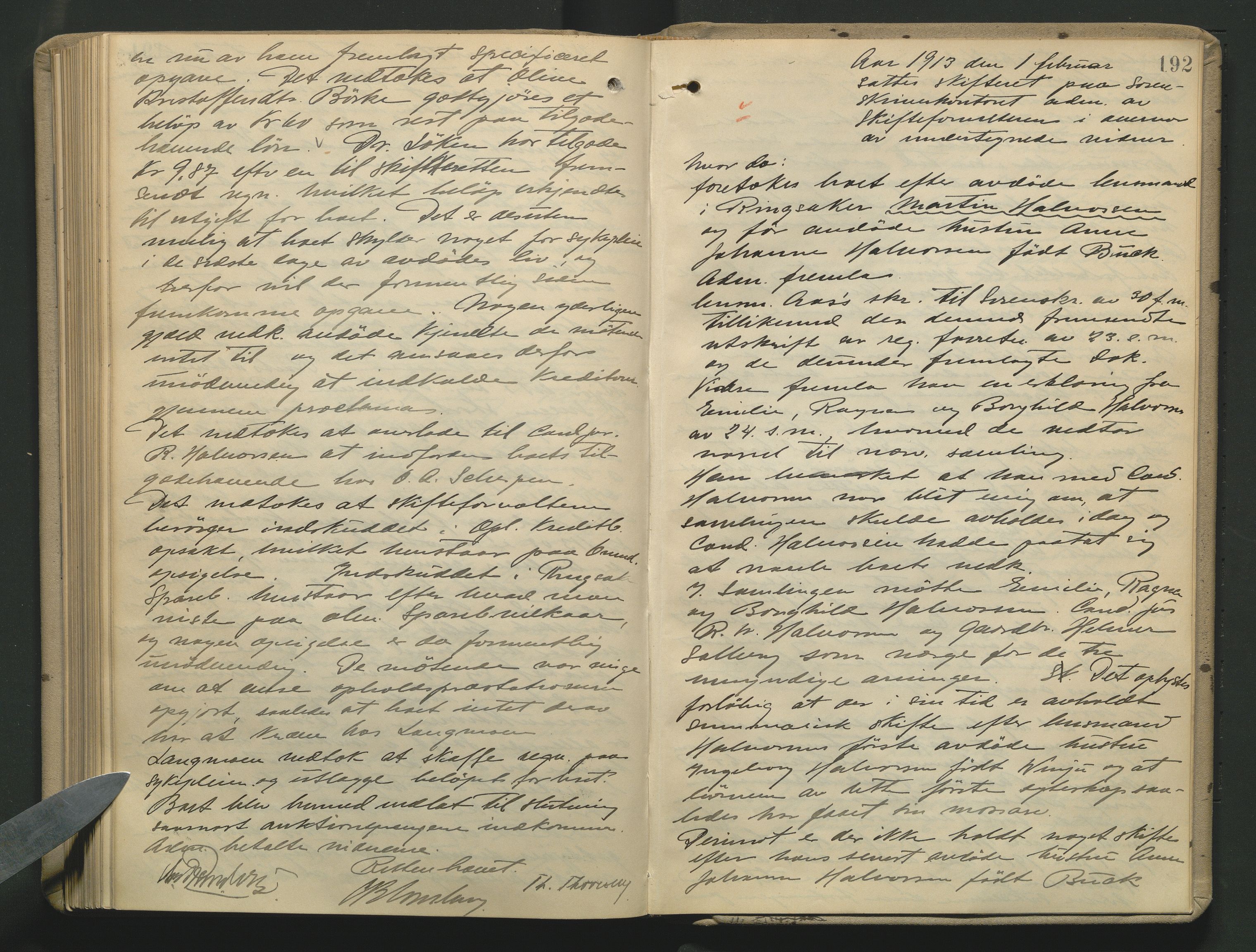 Nord-Hedmark sorenskriveri, AV/SAH-TING-012/J/Jc/Jca/L0004: Skifteforhandlingsprotokoll, 1910-1913, s. 191b-192a