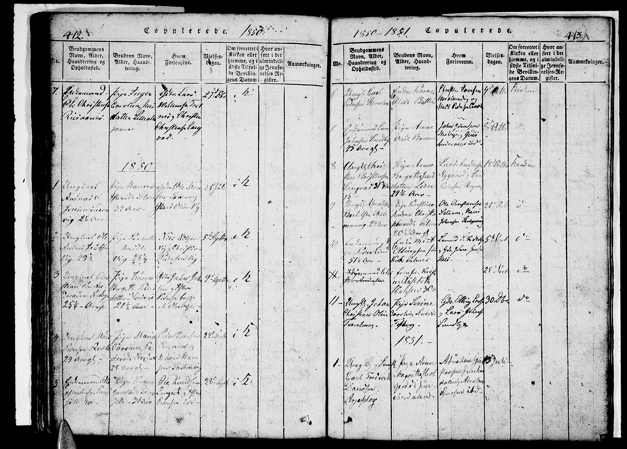 Ministerialprotokoller, klokkerbøker og fødselsregistre - Nordland, AV/SAT-A-1459/847/L0676: Klokkerbok nr. 847C04, 1821-1853, s. 412-413