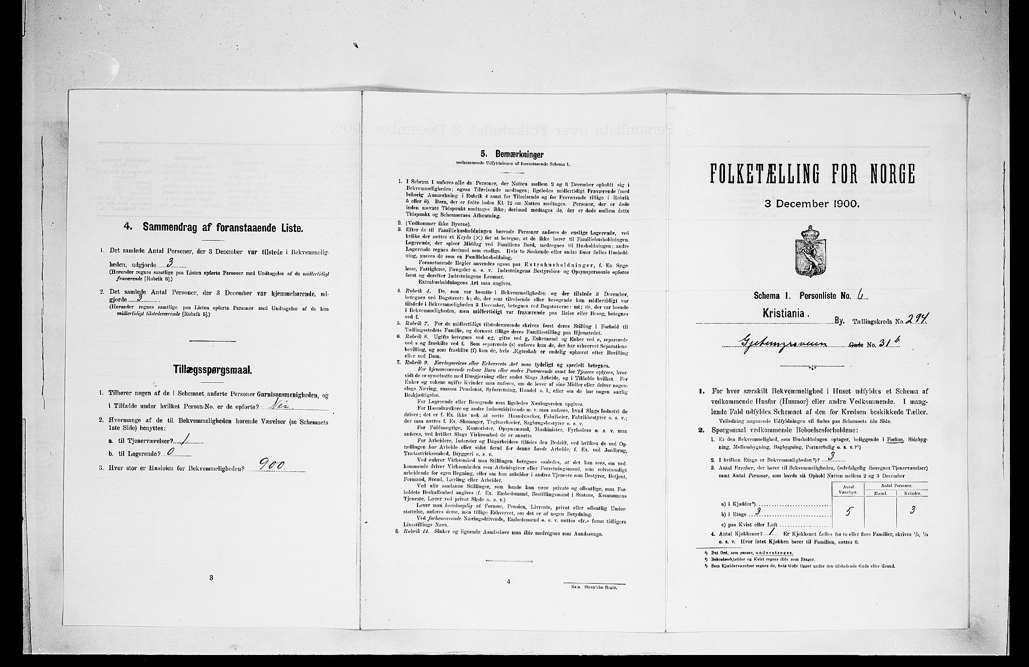 SAO, Folketelling 1900 for 0301 Kristiania kjøpstad, 1900, s. 27111