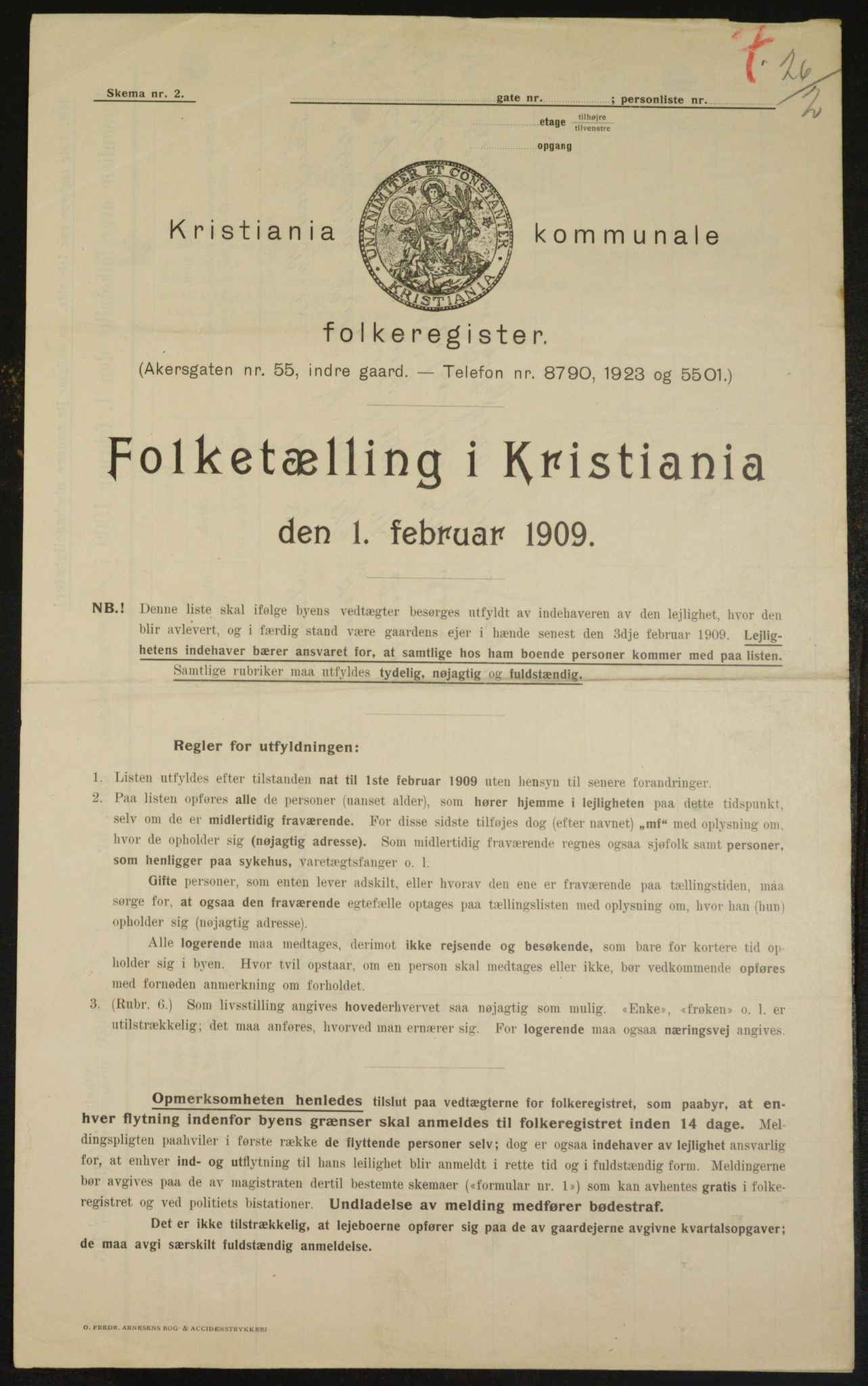 OBA, Kommunal folketelling 1.2.1909 for Kristiania kjøpstad, 1909, s. 25432